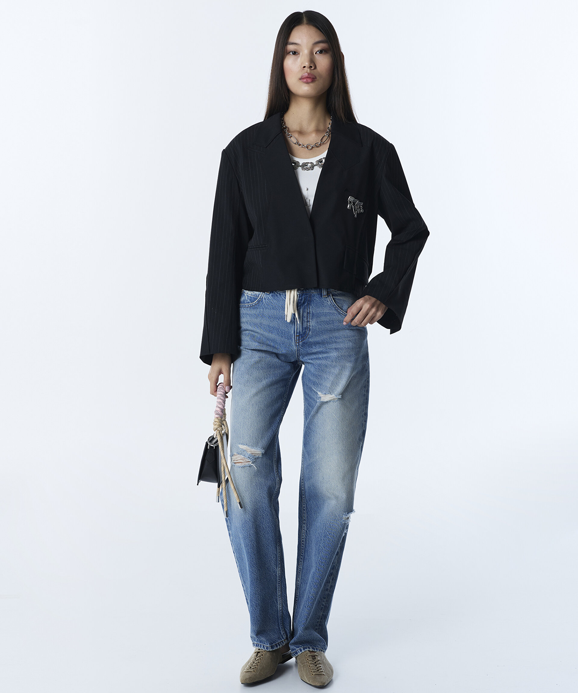 ÇİZGİ DESEN MIX BLAZER