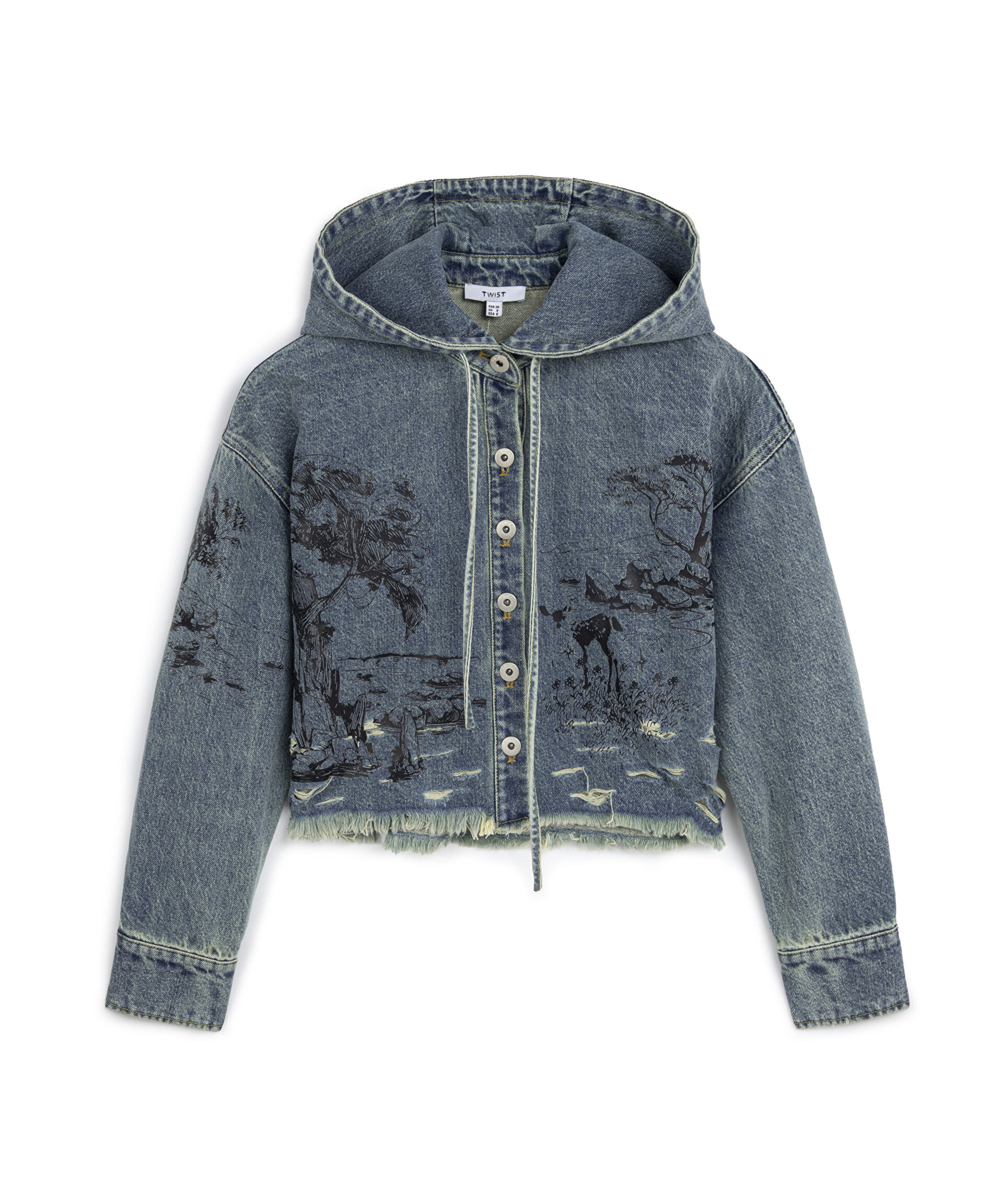 Yeşil GÖRSEL BASKILI JEAN CEKET TW6250005053013 | TWIST