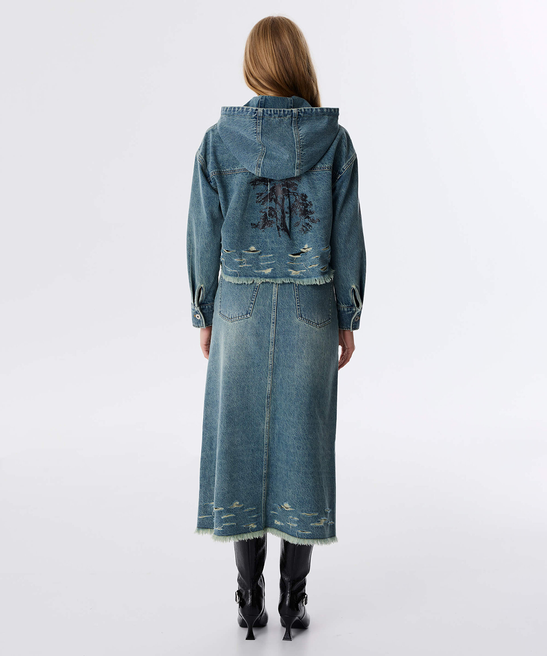 Yeşil GÖRSEL BASKILI JEAN CEKET TW6250005053013 | TWIST
