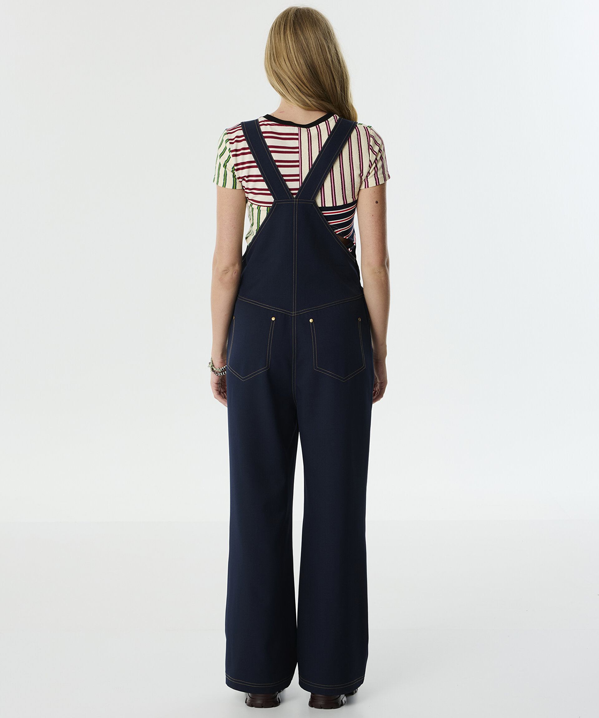 Lacivert DENİM GÖRÜNÜMLÜ WIDE LEG TULUM TW6250014005015 | TWIST