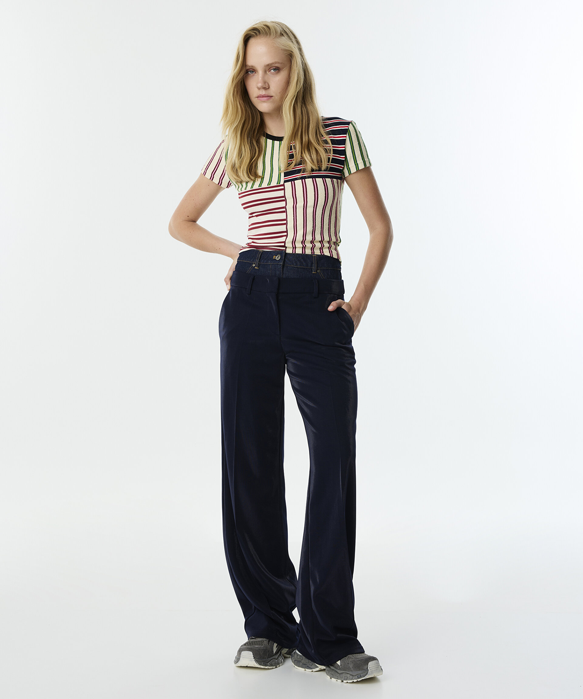 Lacivert KUMAŞ MIX COLORBLOCK Tişört TW6250070022015 | TWIST