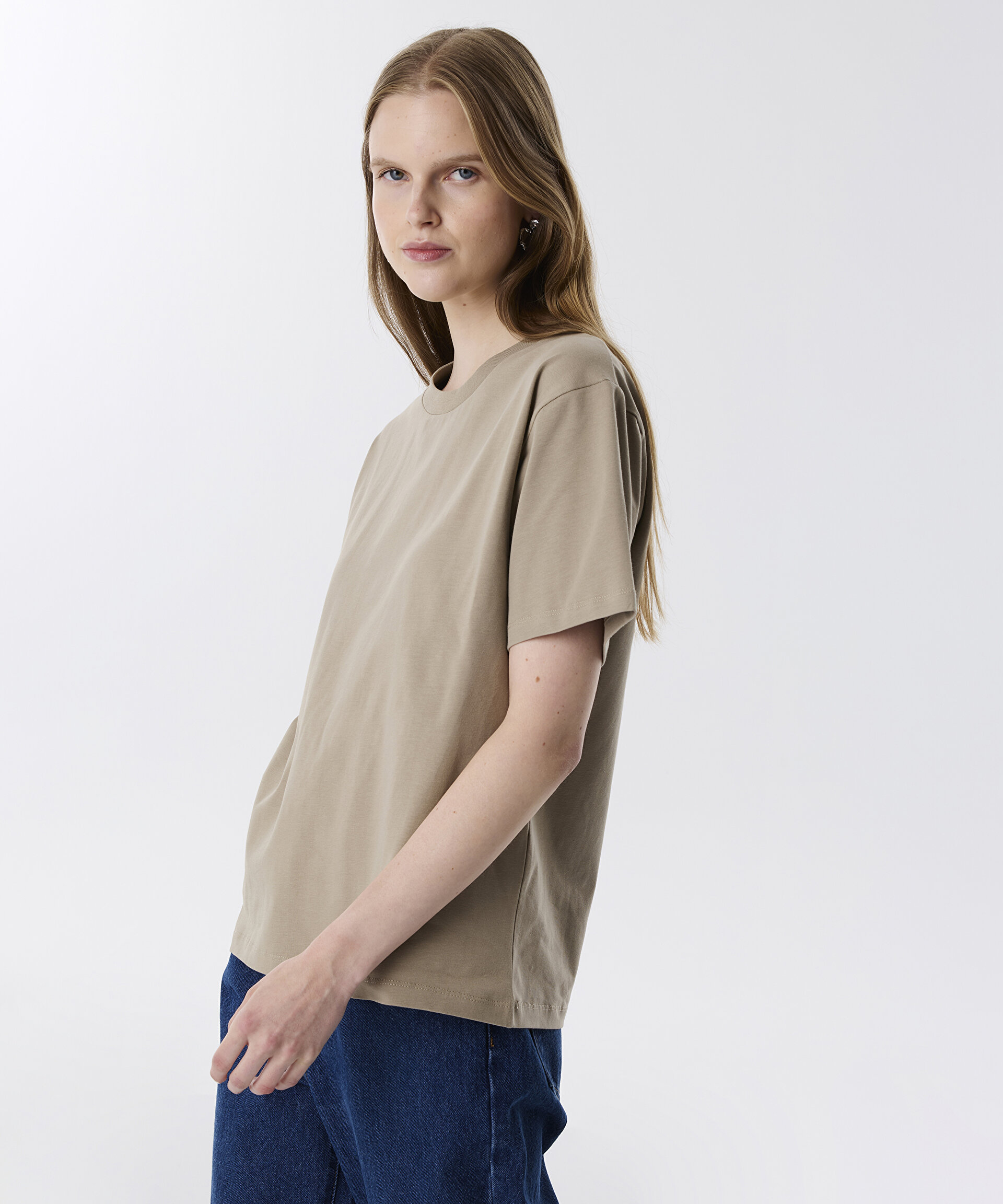 Twist Natürel BİSİKLET YAKA BASIC TİŞÖRT görsel 2