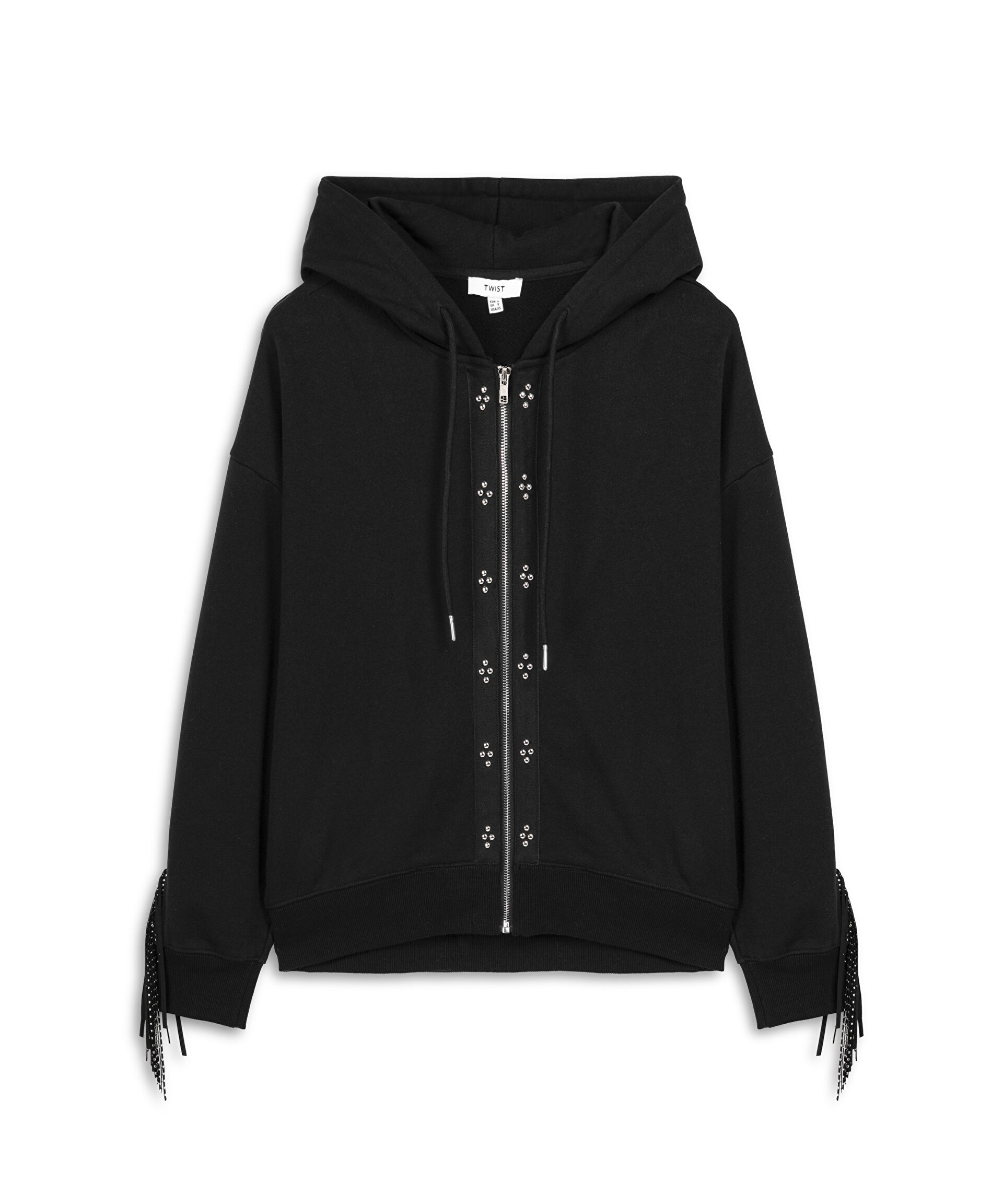 PÜSKÜLLÜ TROK BASKILI SWEATSHIRT