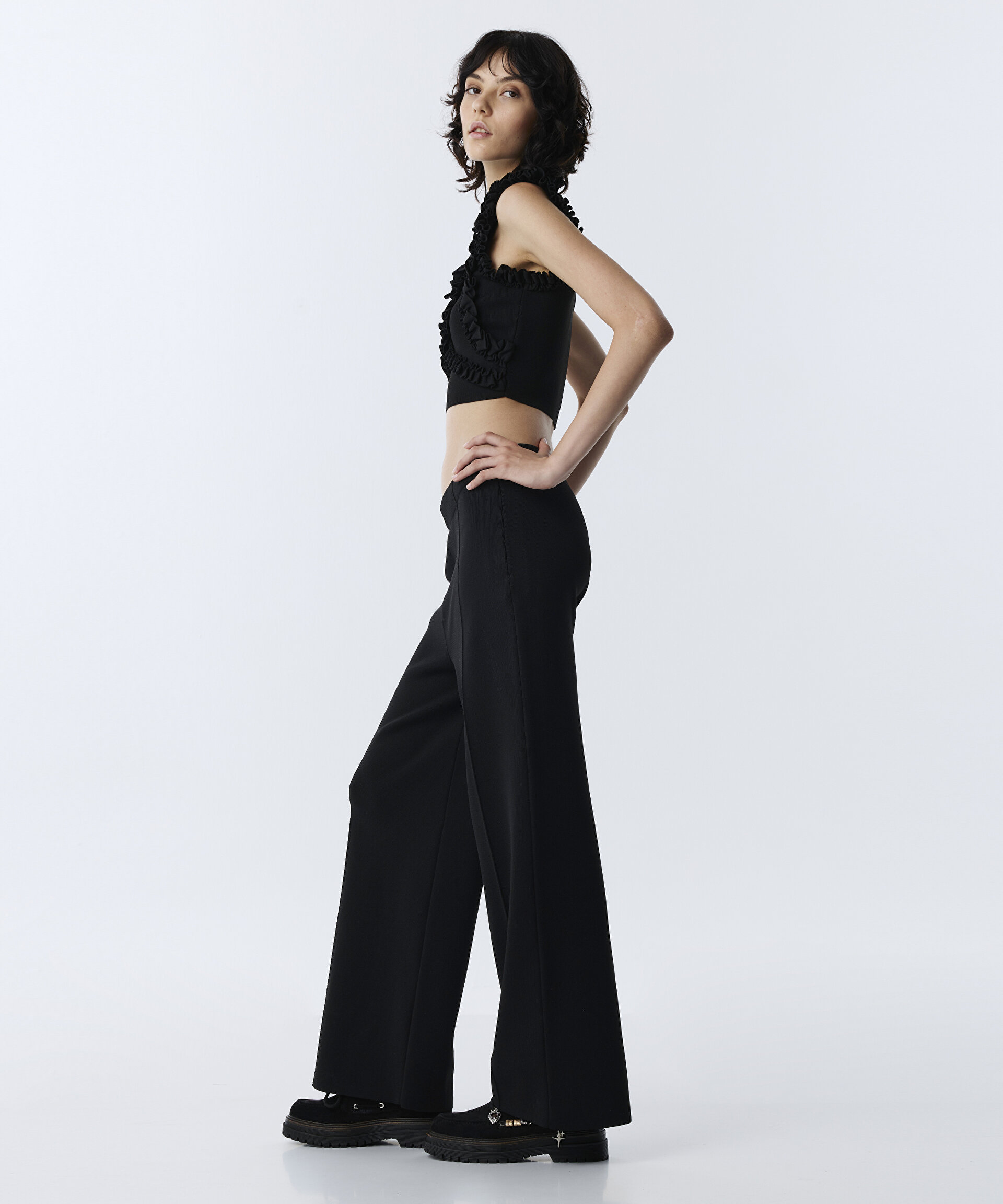 ELASTİK BEL WIDE LEG PANTOLON