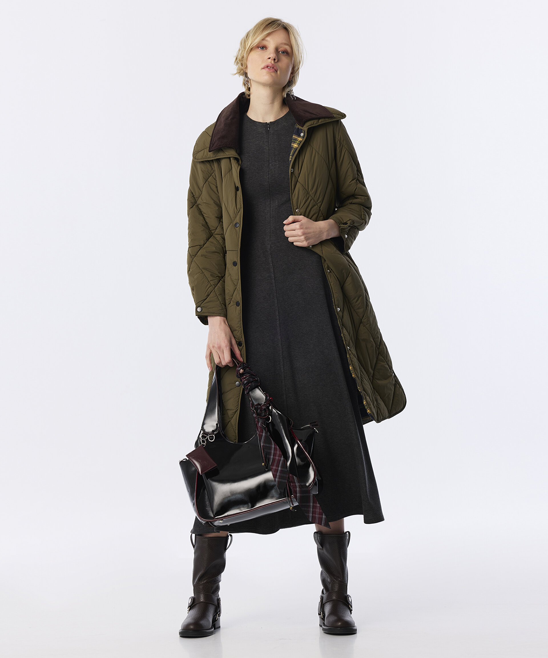 Twist Haki ÇİFT YAKALI KAPİTONE PUFFER MONT