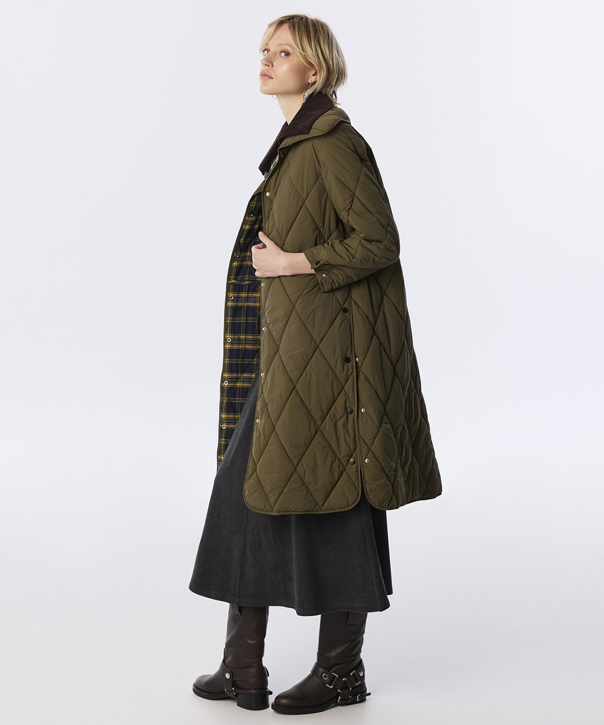 Twist Haki ÇİFT YAKALI KAPİTONE PUFFER MONT görsel 3