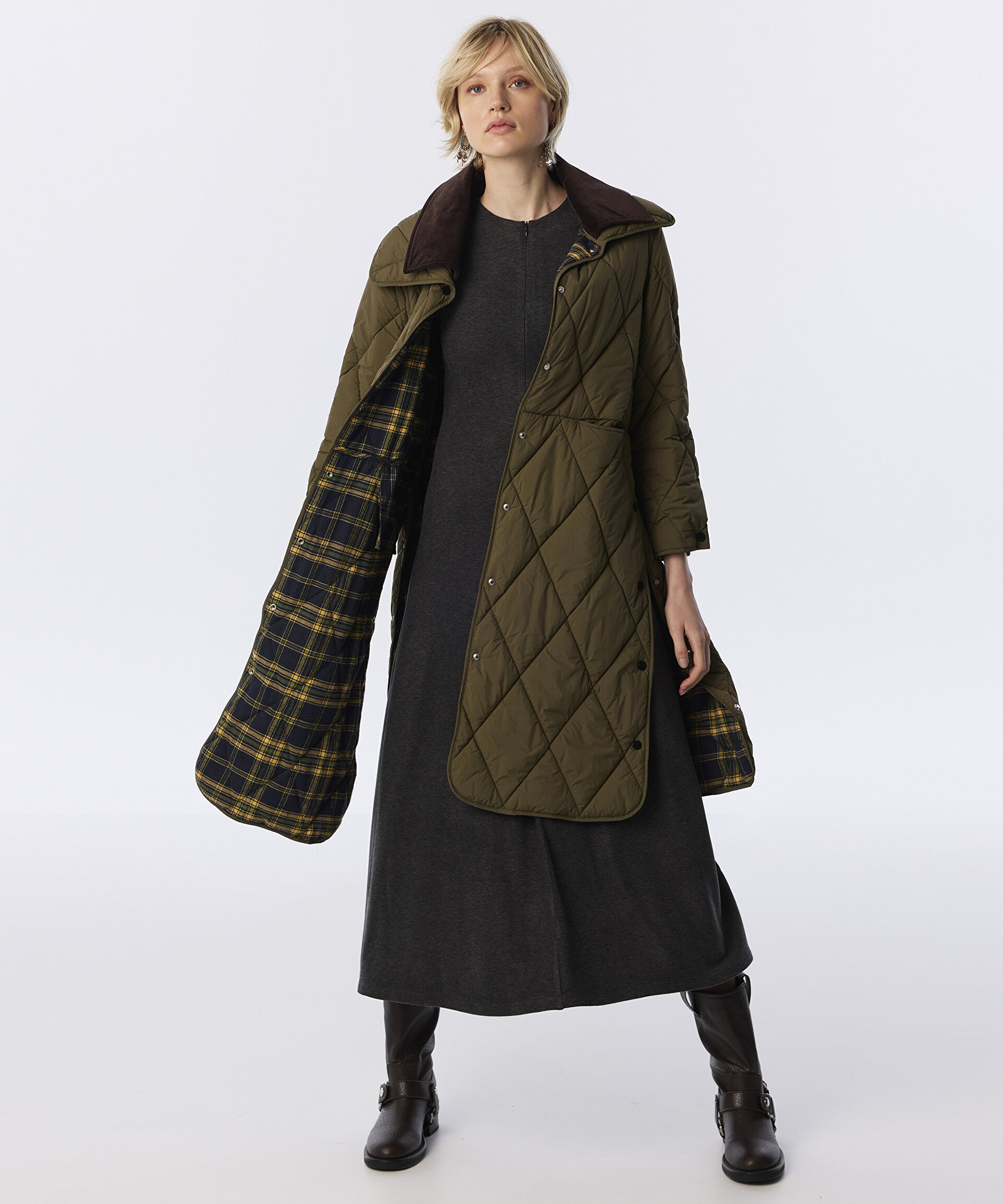 Twist Haki ÇİFT YAKALI KAPİTONE PUFFER MONT görsel 4