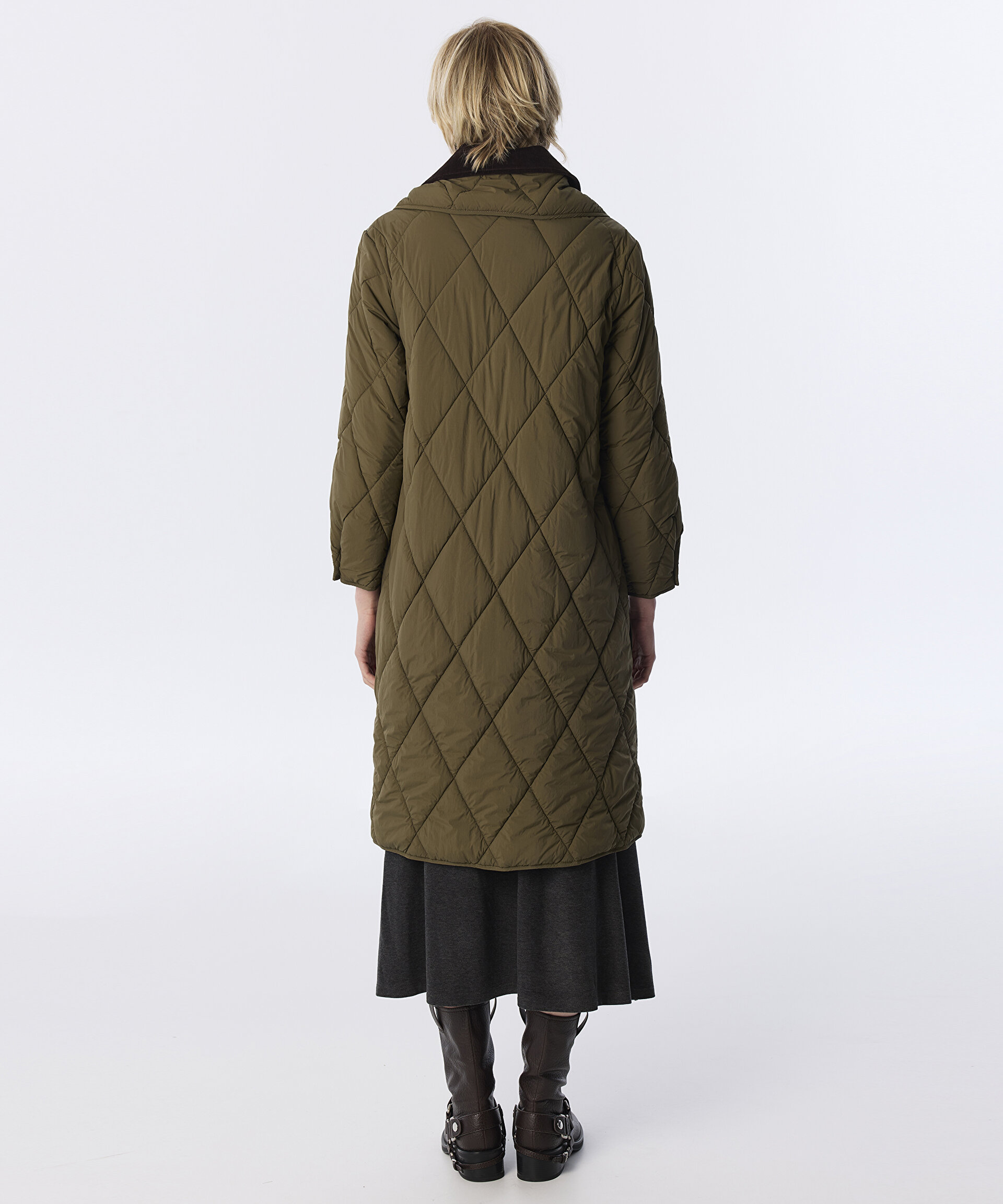 Twist Haki ÇİFT YAKALI KAPİTONE PUFFER MONT görsel 6