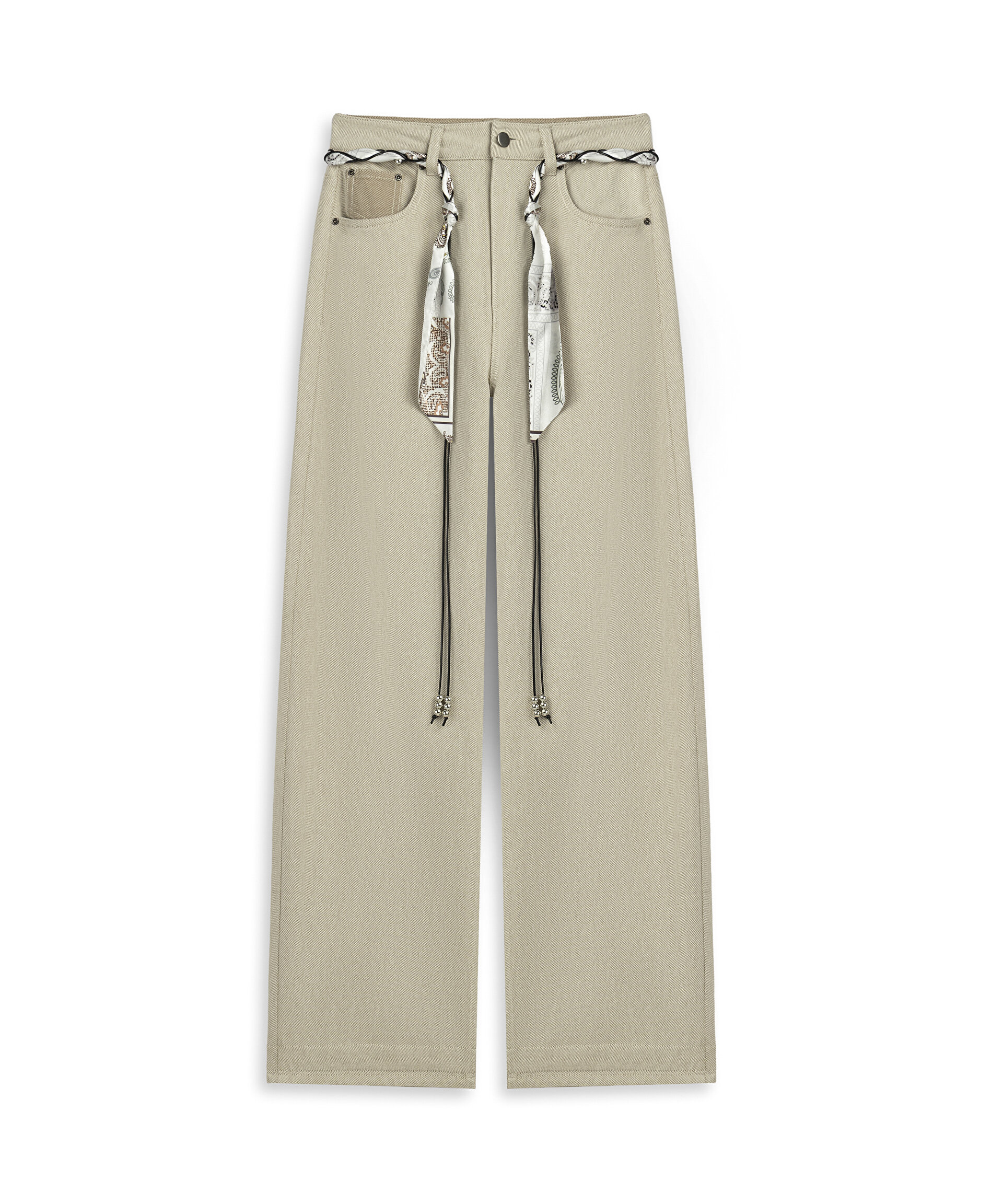 Twist Ekru KUŞAKLI BARREL FİT JEAN PANTOLON görsel 5