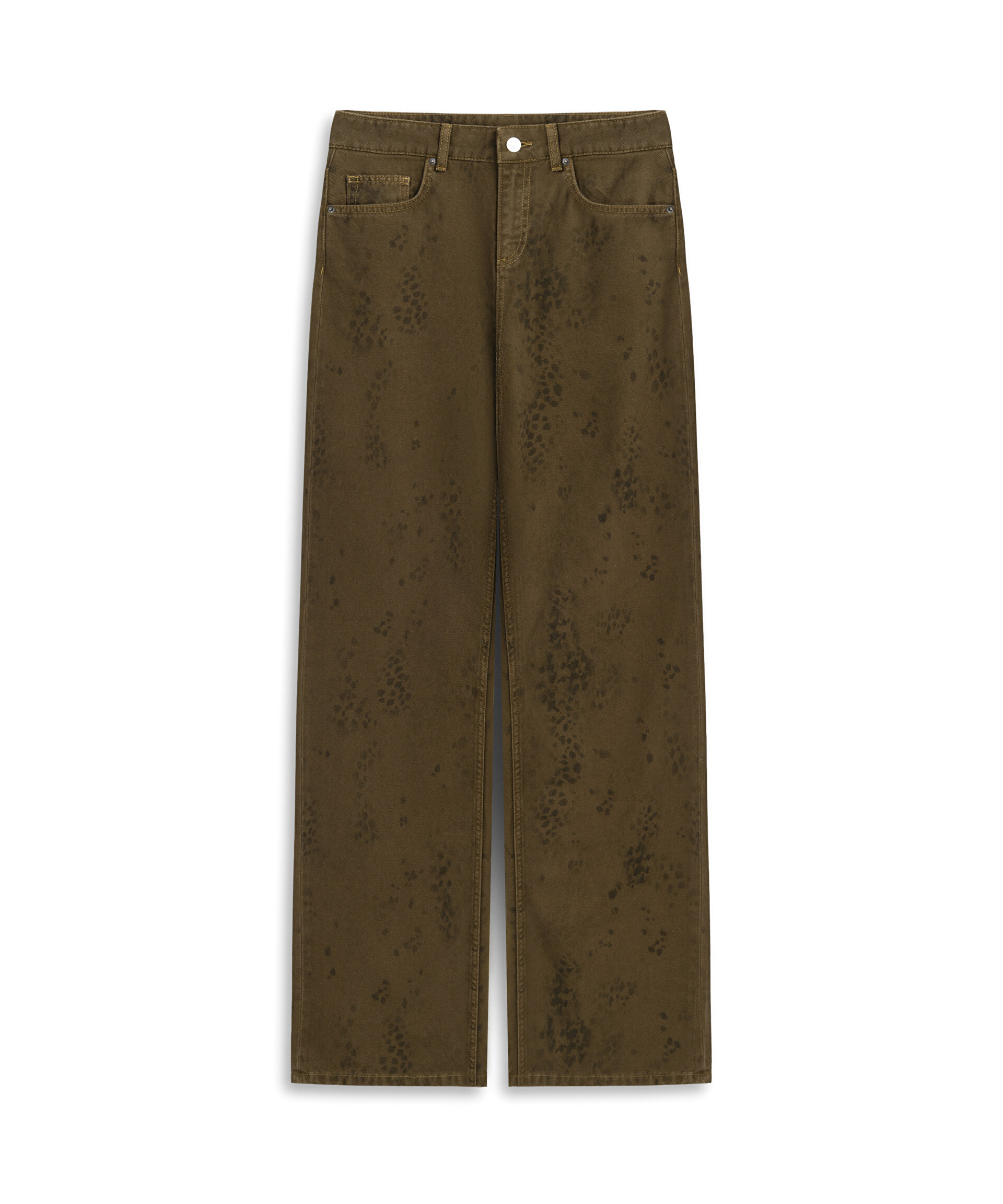 Twist Kahverengi BASKILI WIDE LEG JEAN PANTOLON görsel 4