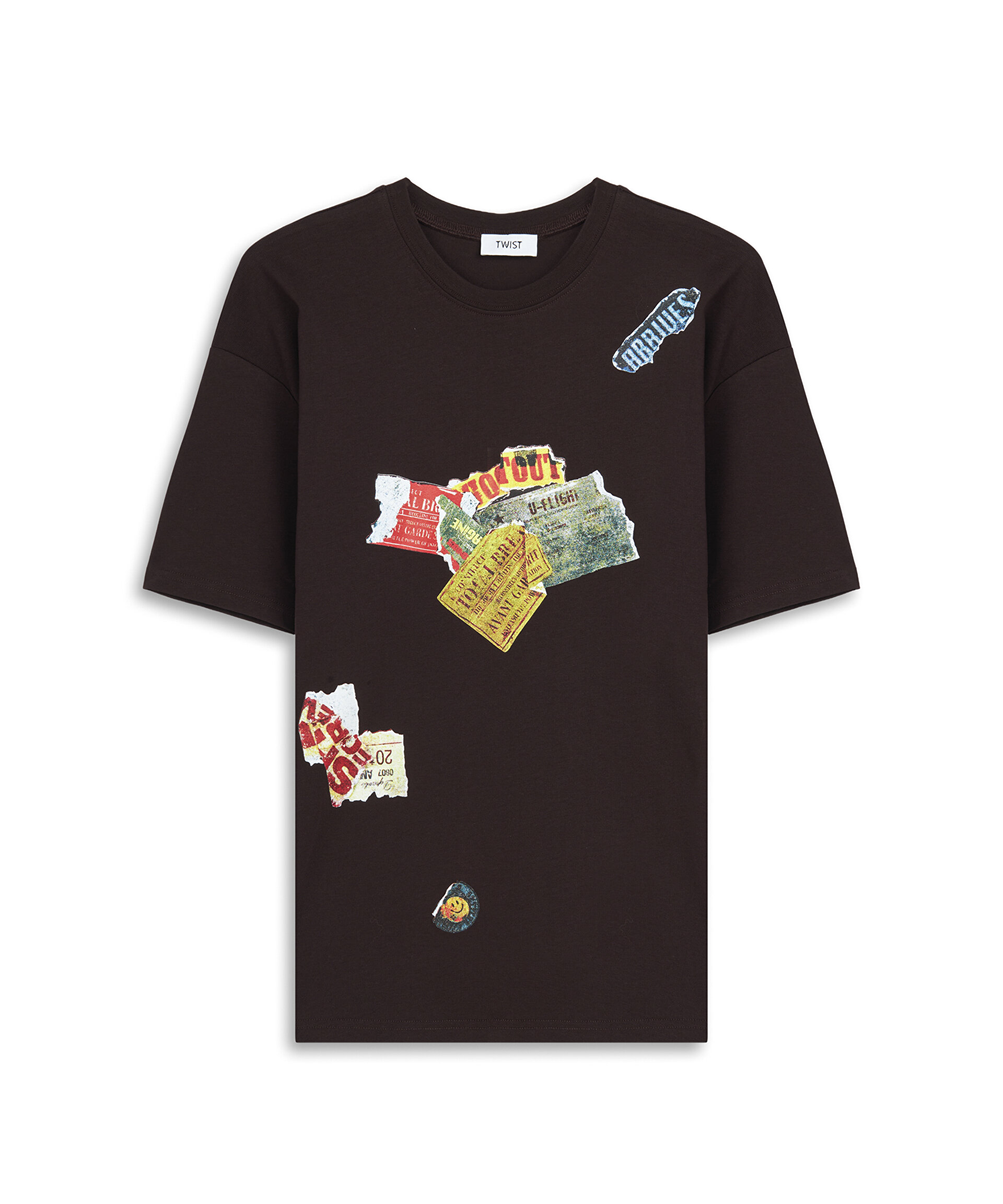 Twist Mor STICKER BASKILI OVERSIZE TİŞÖRT görsel 6