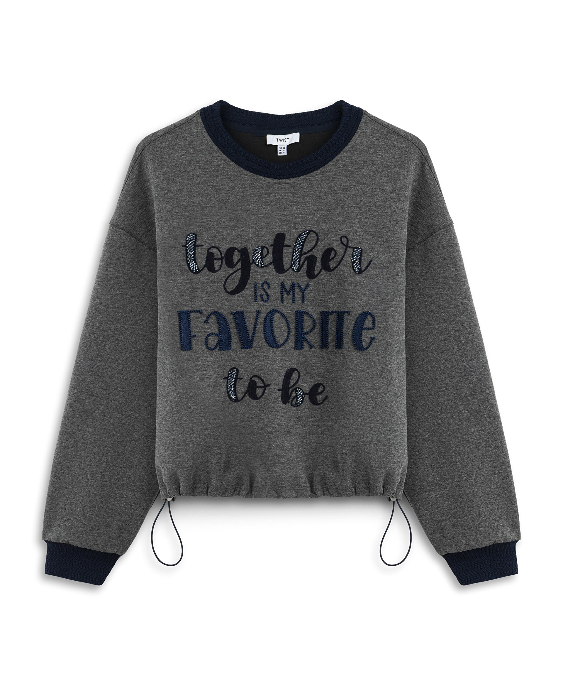 Twist Gri SLOGAN NAKIŞLI SWEATSHIRT görsel 5