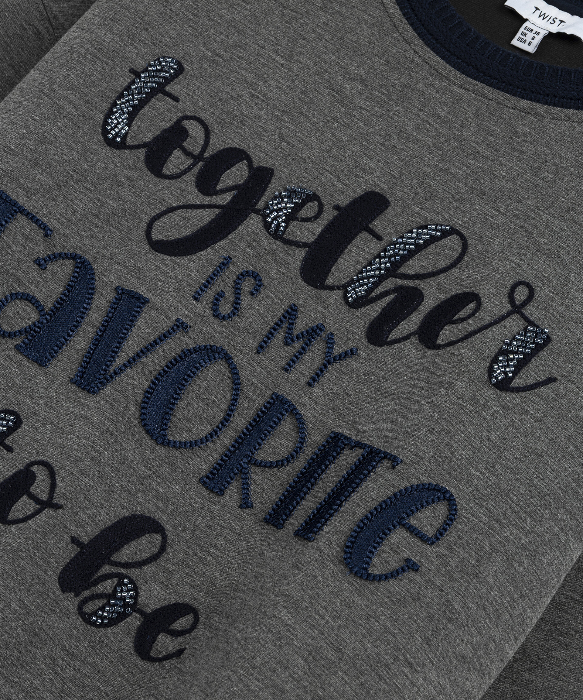Twist Gri SLOGAN NAKIŞLI SWEATSHIRT görsel 6