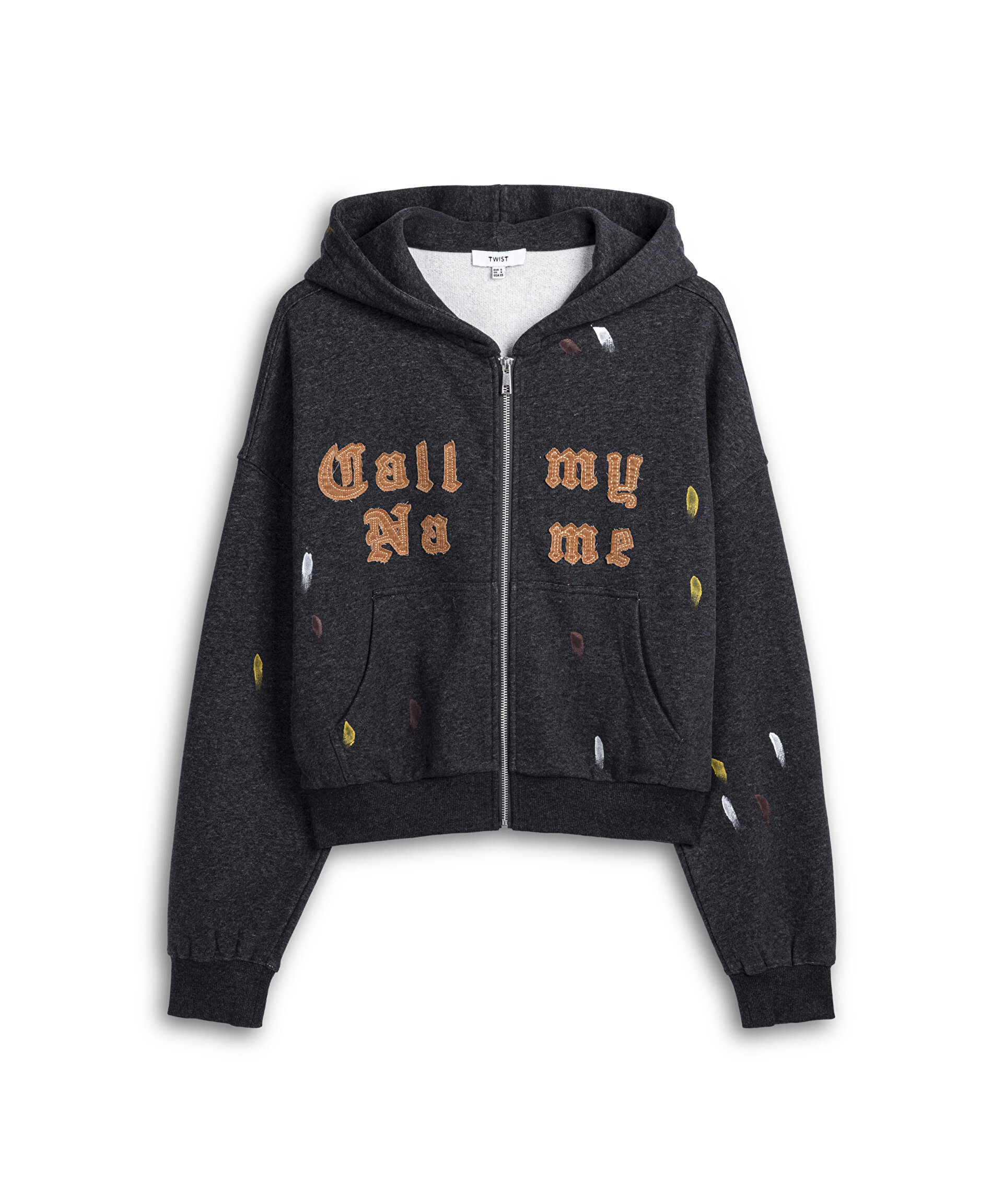 Twist Gri KADİFE SLOGAN PATCH Lİ SWEATSHIRT