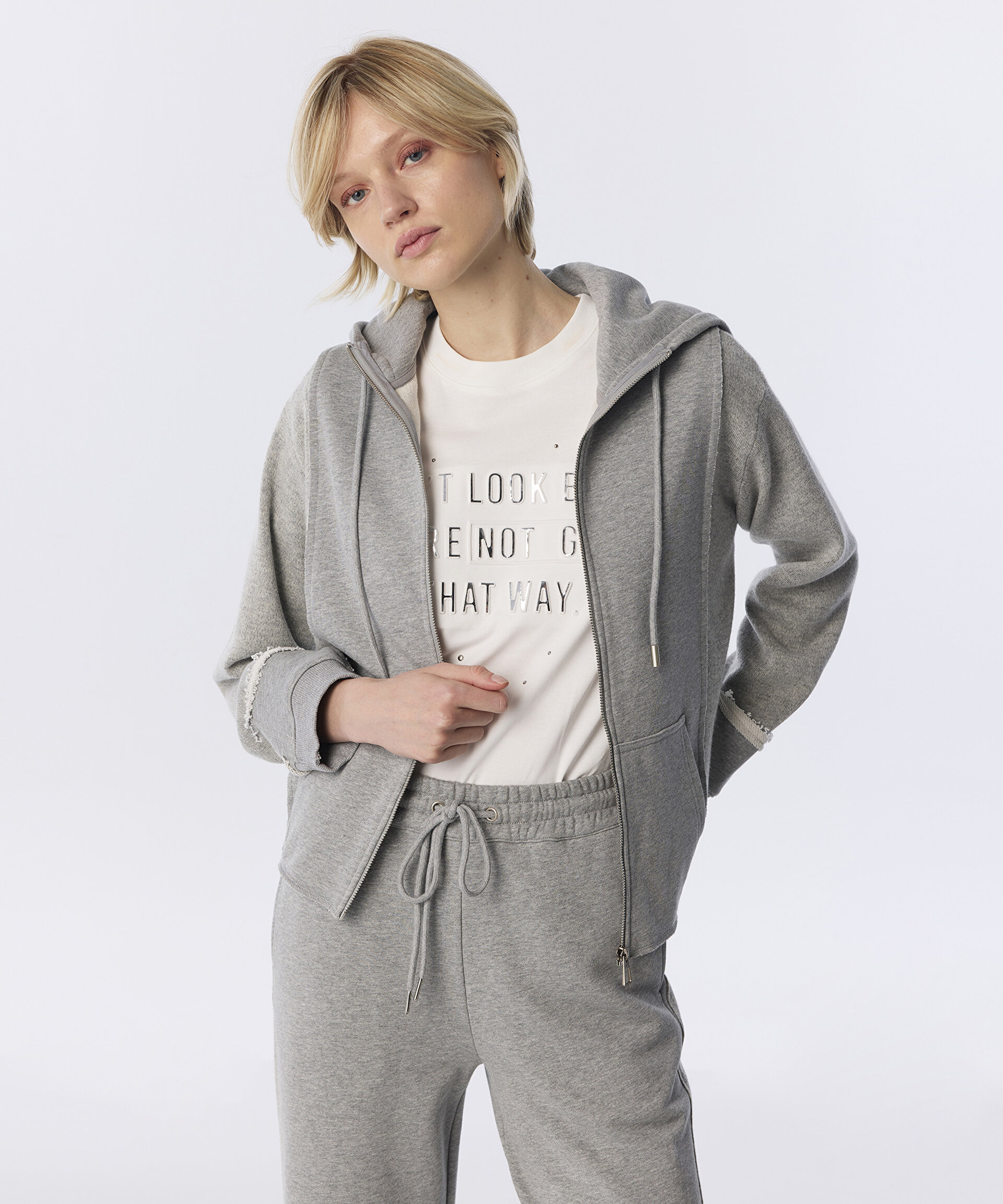 Twist Gri TRİKO ŞERİTLİ SWEATSHIRT