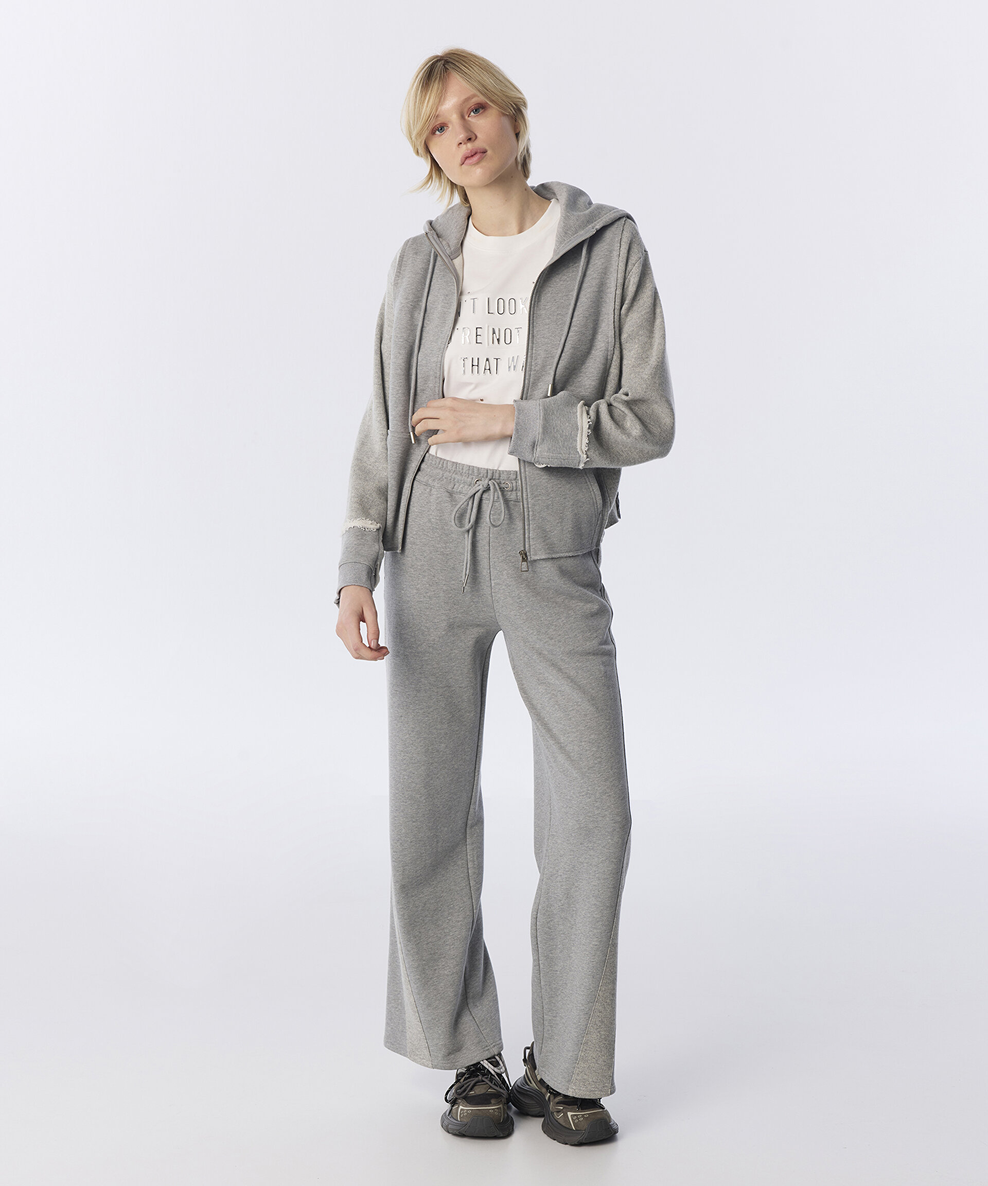 Twist Gri TRİKO ŞERİTLİ SWEATSHIRT görsel 2