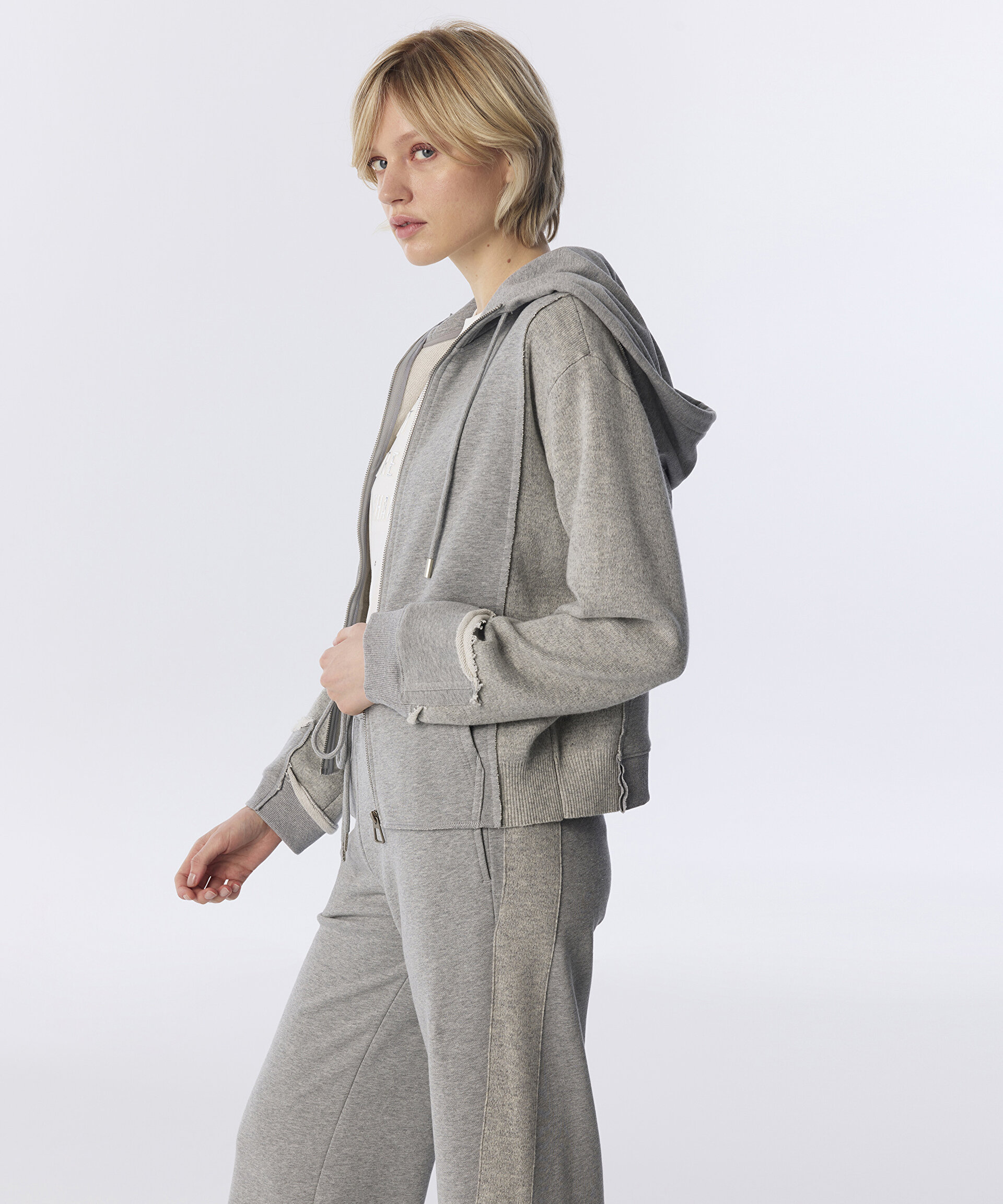 Twist Gri TRİKO ŞERİTLİ SWEATSHIRT görsel 3