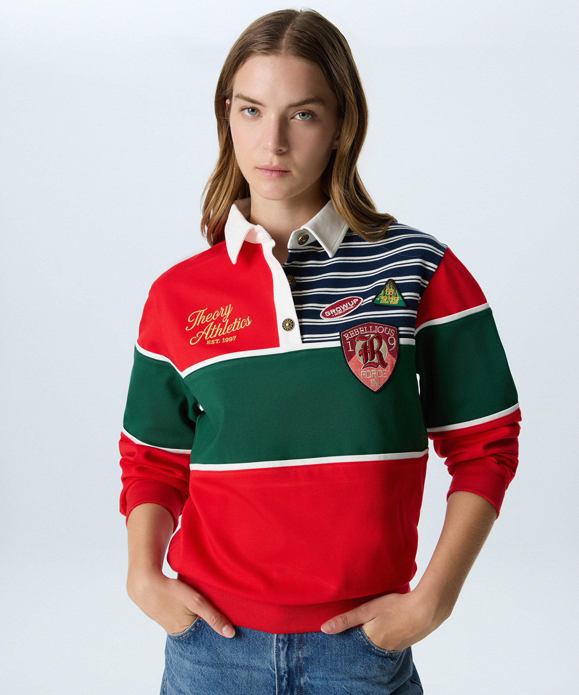 COLORBLOCK POLO YAKA SWEATSHIRT