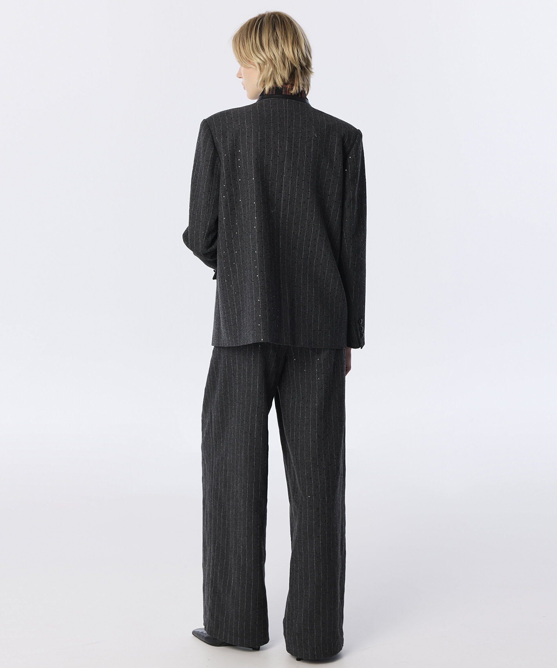 KONTRAST YAKA ÇİZGİLİ BLAZER