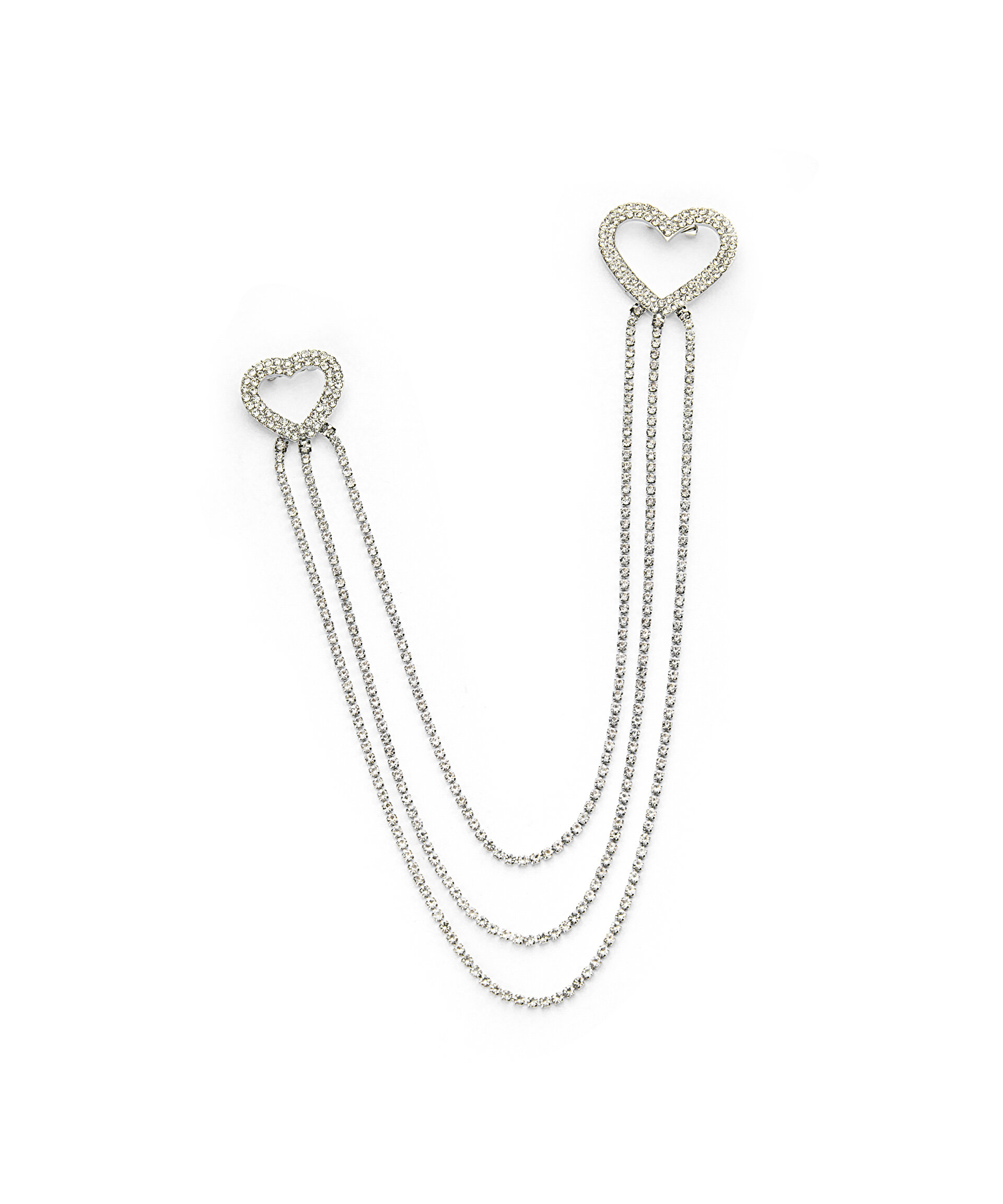 Twist Gümüş STRASS TAŞLI KALP BROŞ