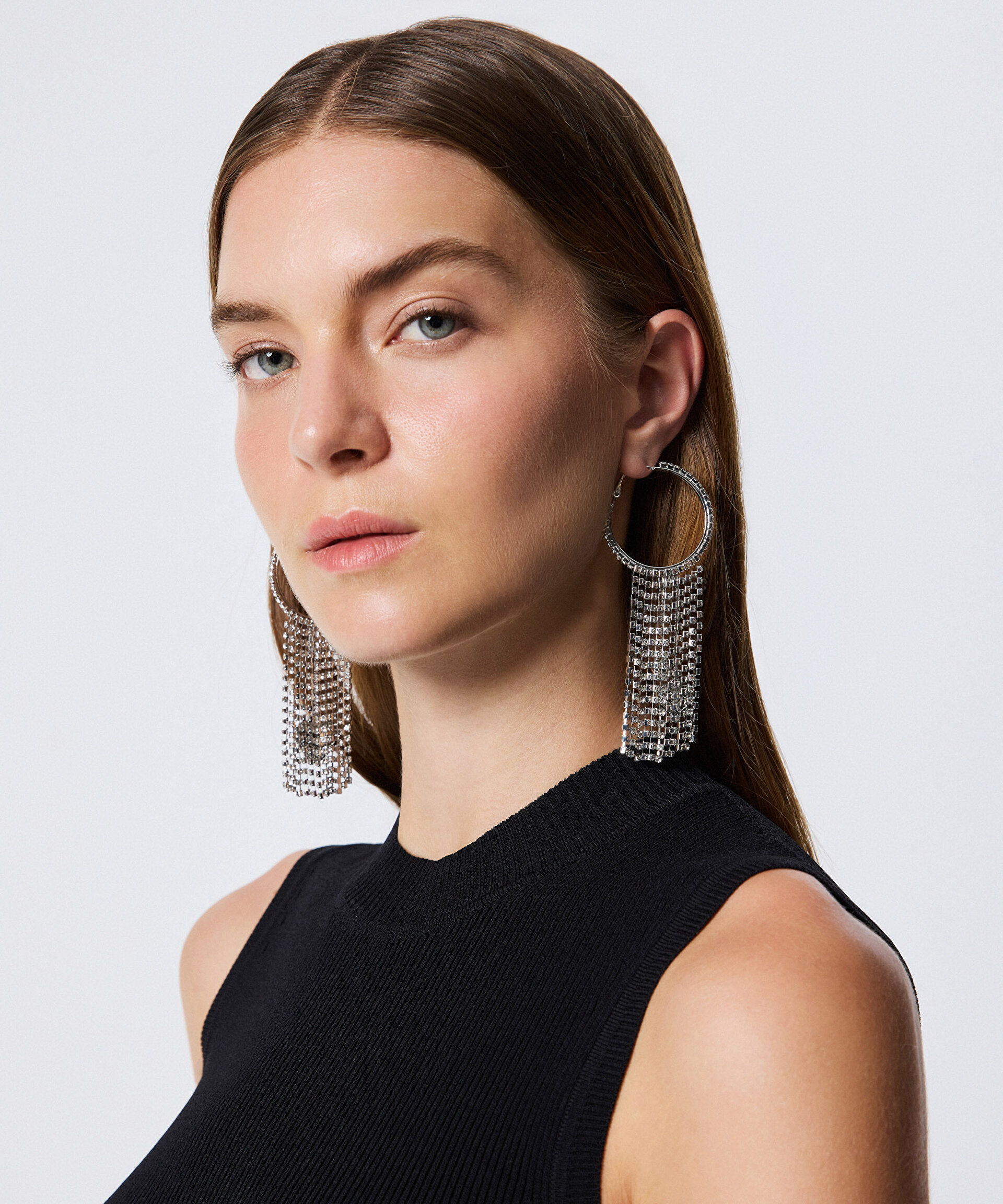 Twist Gümüş SALLANTILI STRASS TAŞLI KÜPE görsel 2