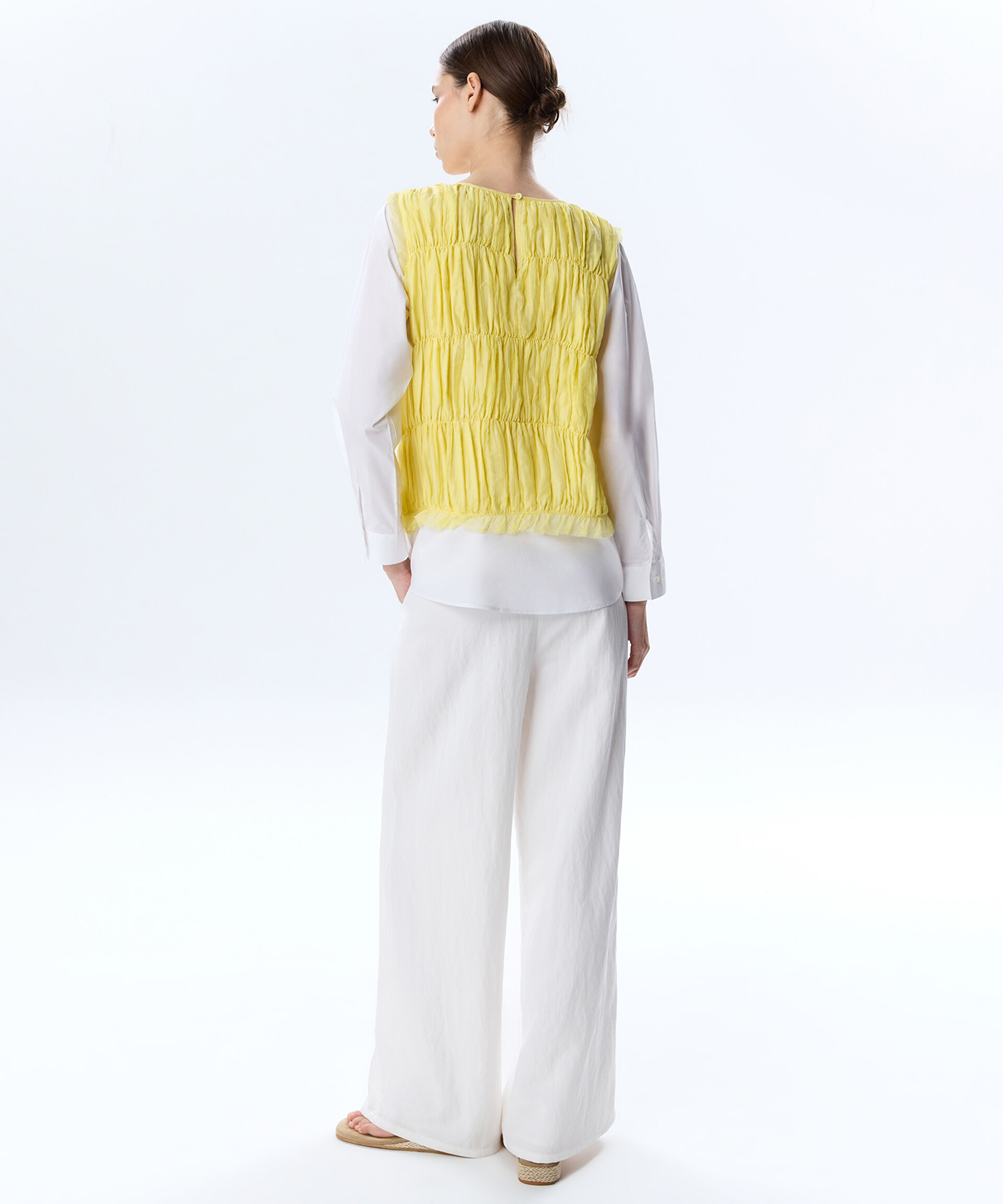 Twist Sarı KUMAŞ MIX COLORBLOCK GÖMLEK görsel 3