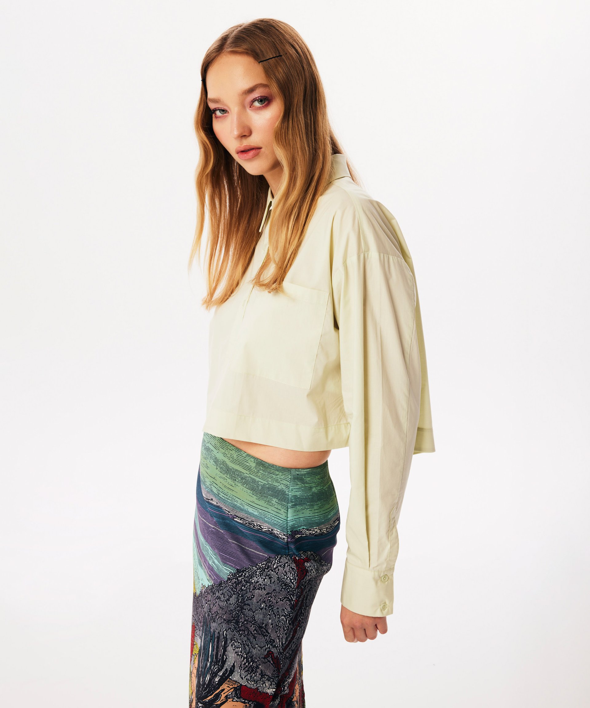 Yeşil CEPLİ CROP GÖMLEK TS1230025359128 | TWIST