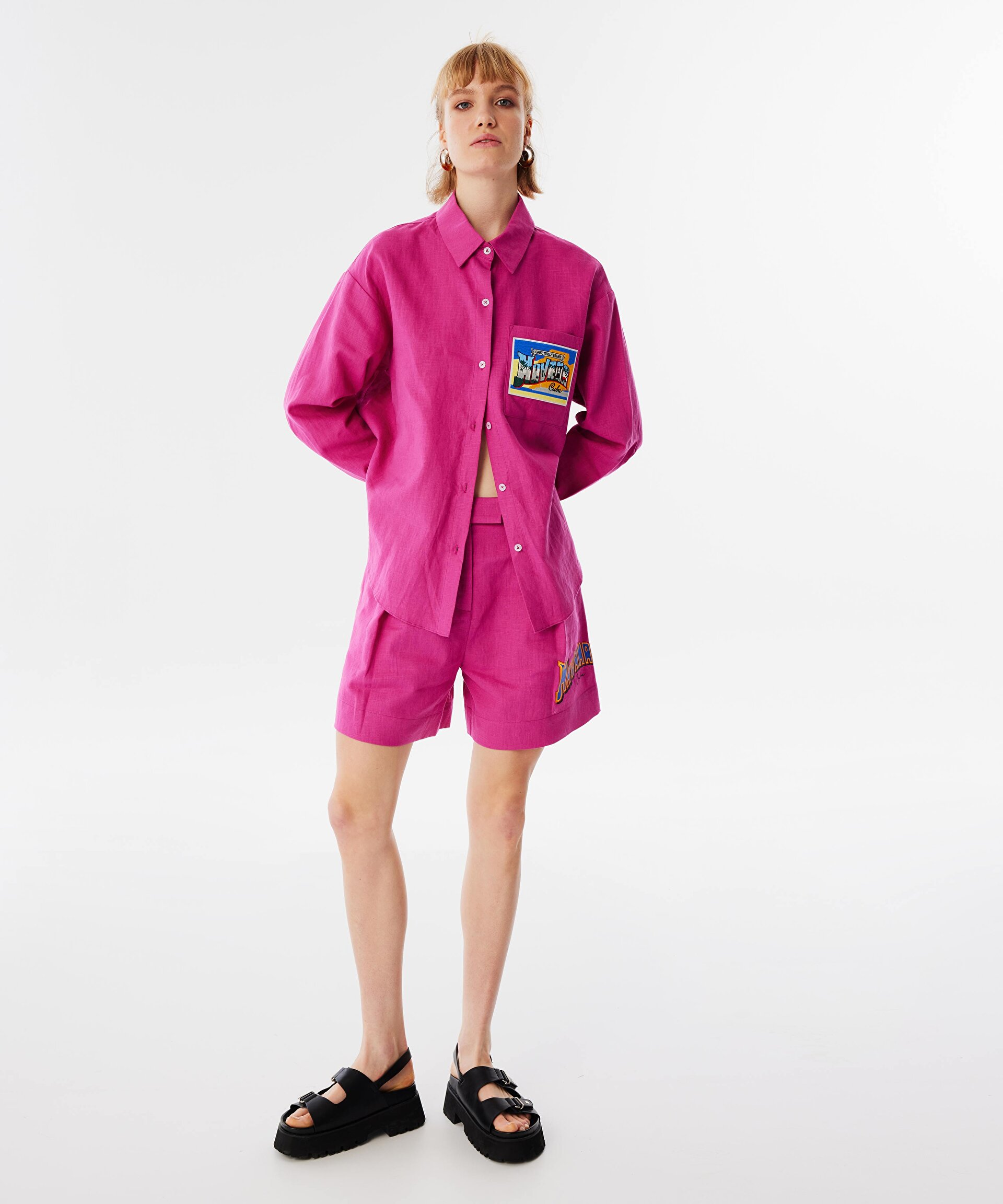 Pembe GÖRSEL PATCH Lİ GÖMLEK TS1240025131094 | TWIST