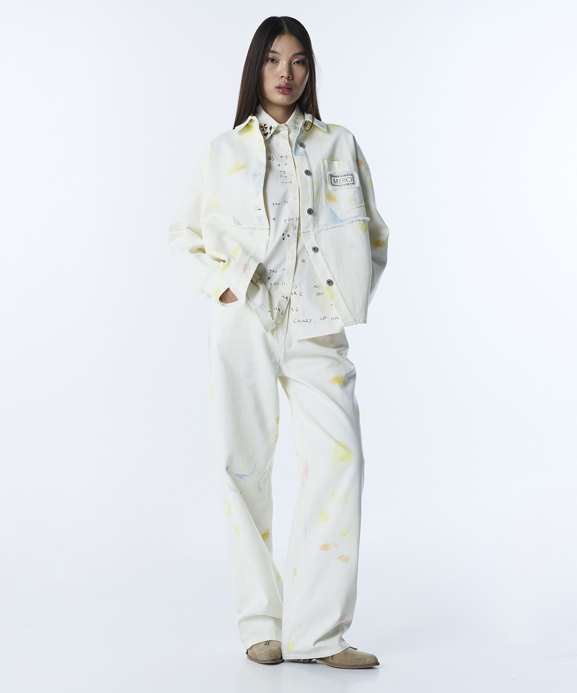 GÖRSEL BASKILI WIDE LEG PANTOLON