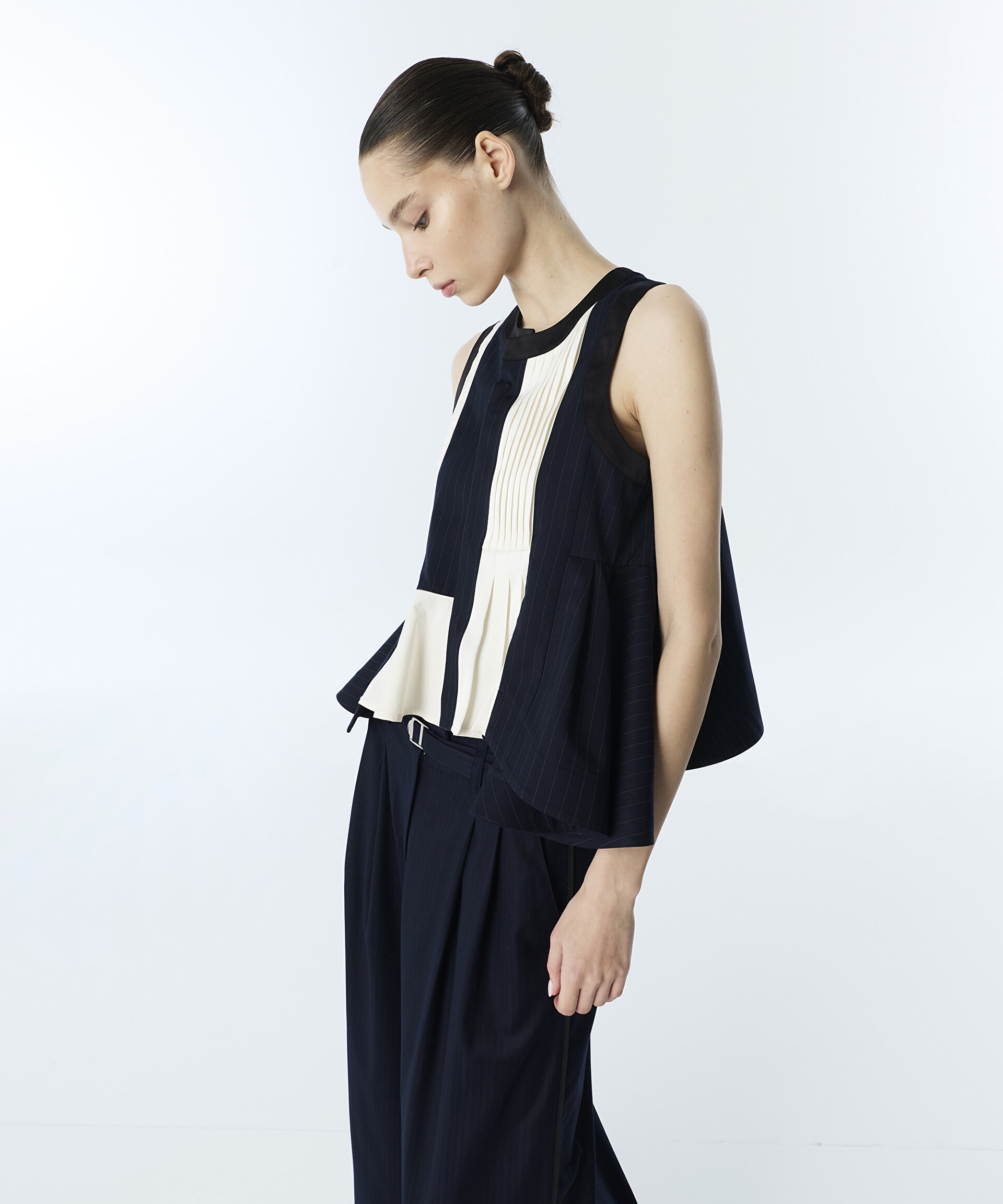 Twist Lacivert ÇİZGİLİ WIDE LEG PANTOLON görsel 2