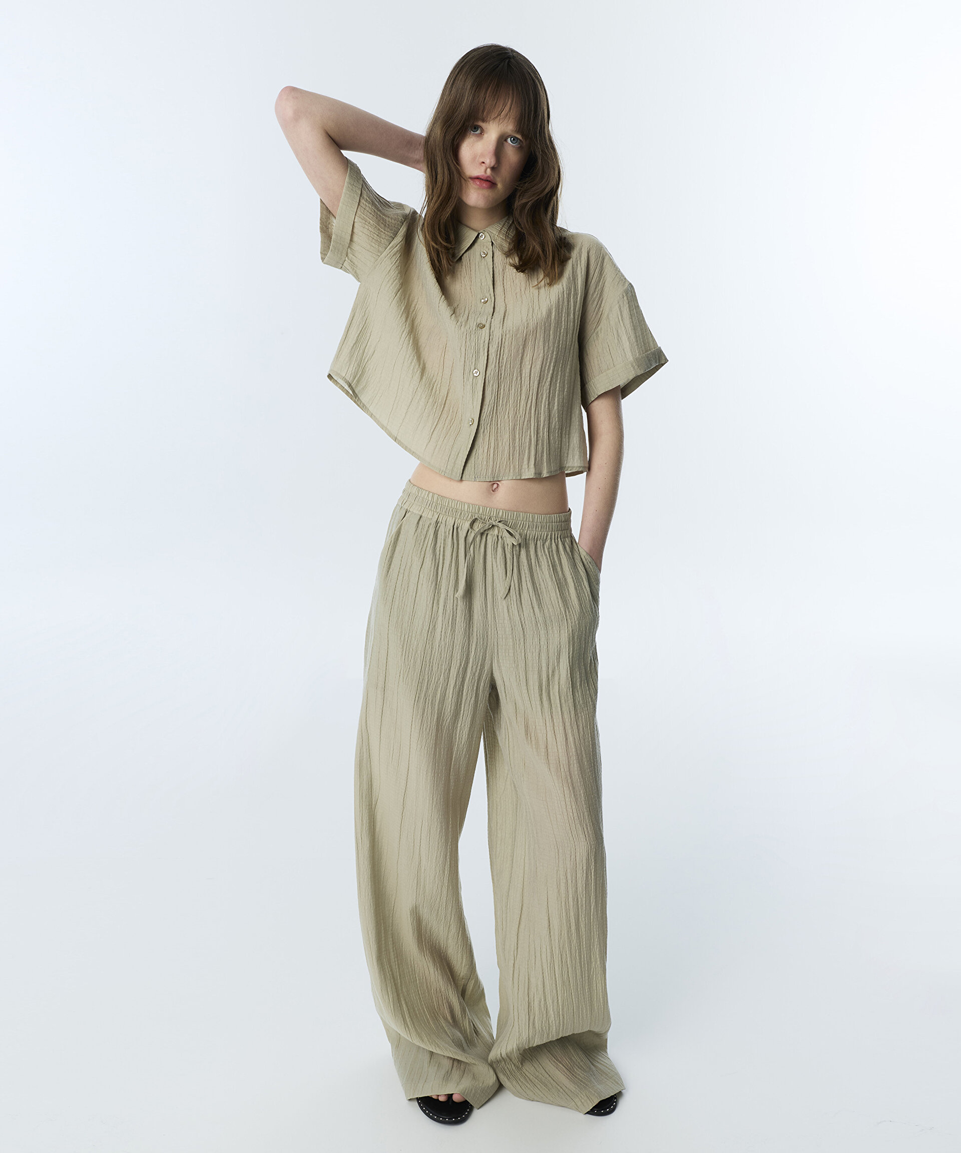 DOKULU WIDE LEG PANTOLON