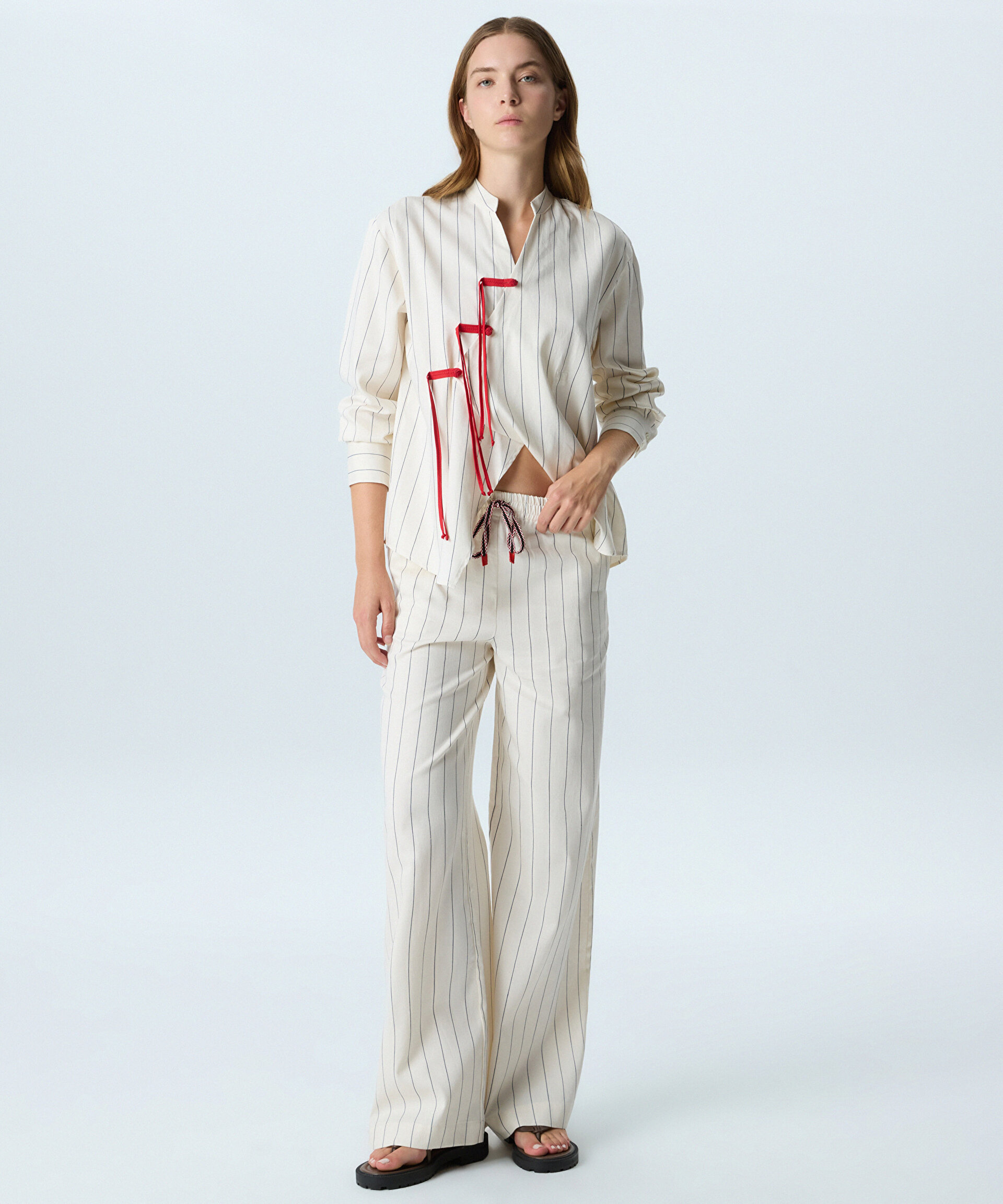 ÇİZGİLİ WIDE LEG PANTOLON