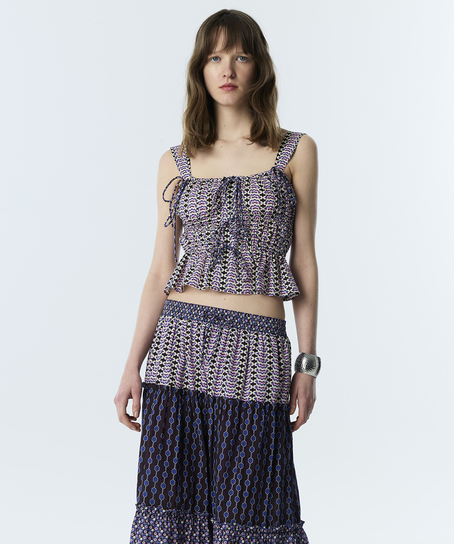 DESENLİ PEPLUM BLUZ