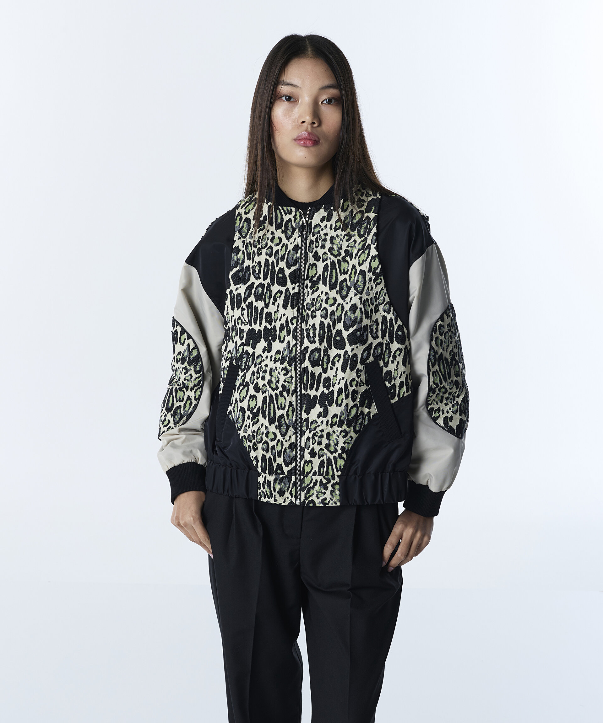 Twist Siyah ANIMAL PRINT BOMBER MONT