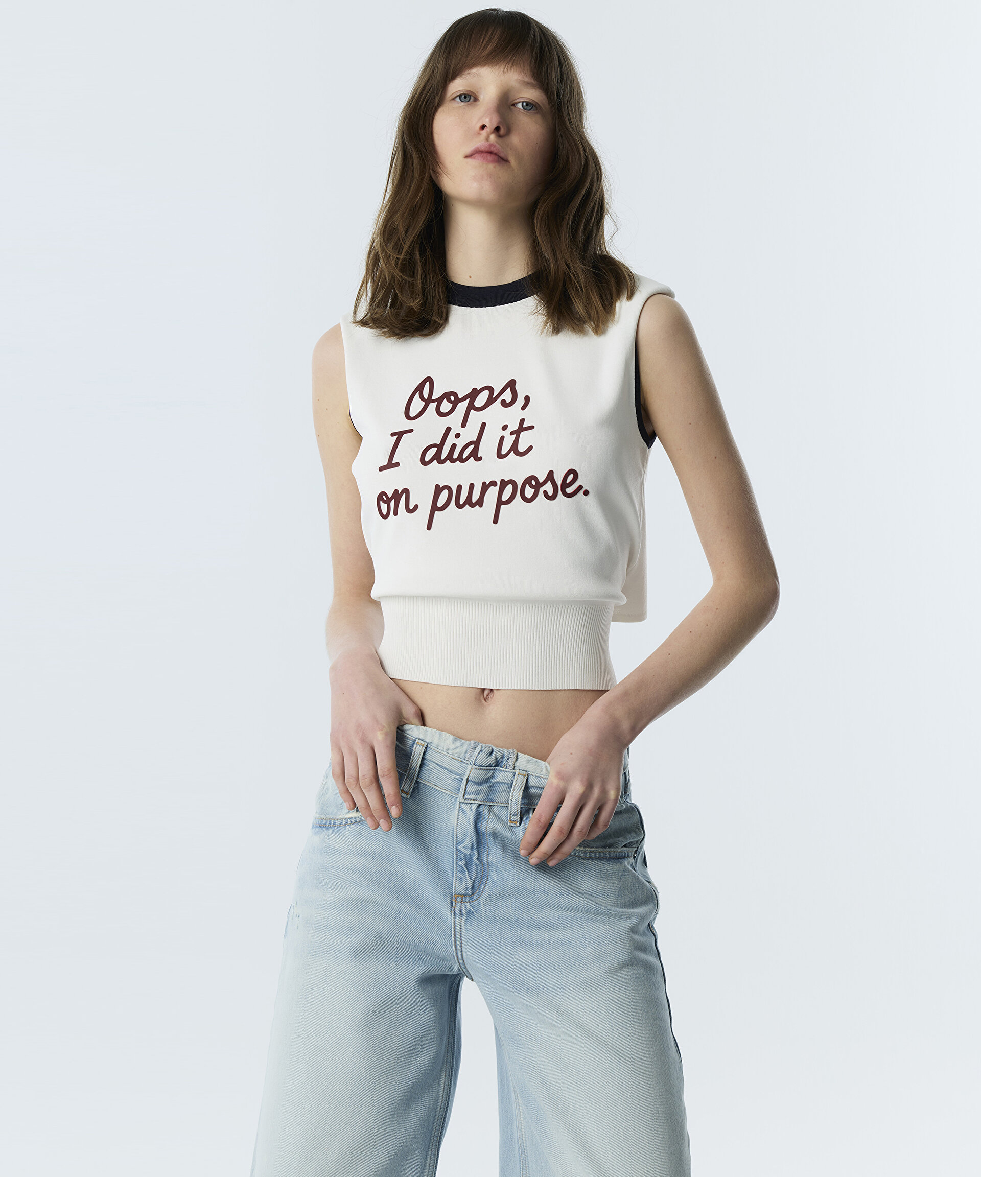 Twist Mavi BELİ KATLAMALI WIDE LEG JEAN PANTOLON