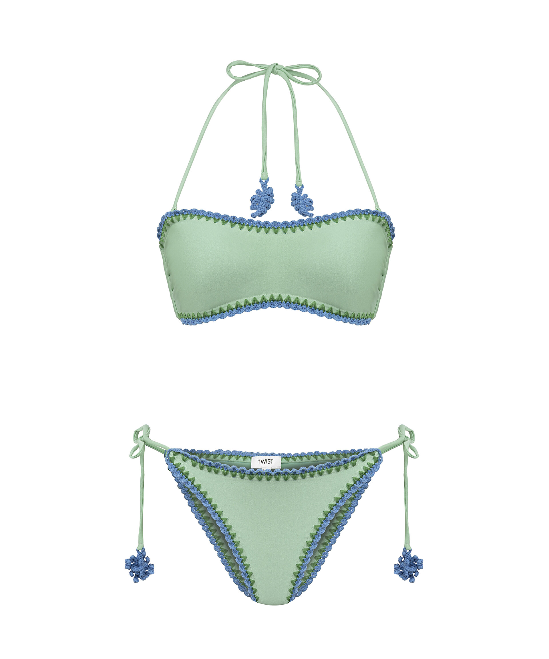 Twist Yeşil Kontrast Dikişli Bikini Seti görsel 5