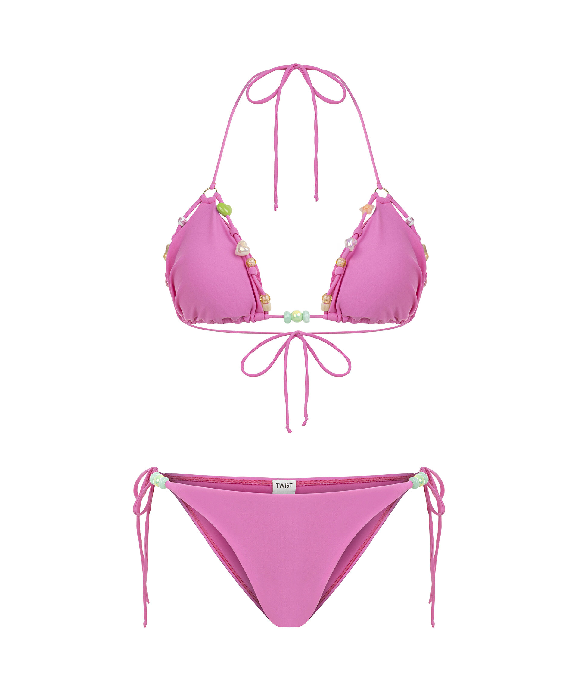 Twist Pembe BONCUK AKSESUARLI BİKİNİ SETİ görsel 4