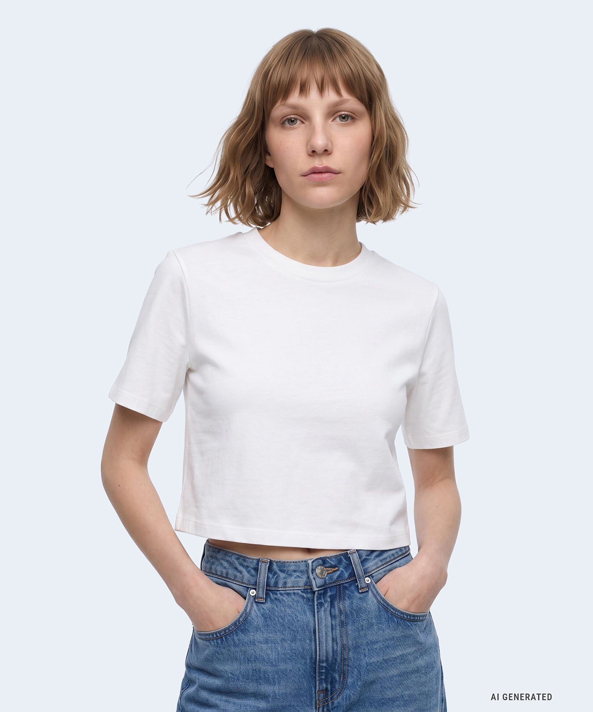 Twist Beyaz BASIC CROP TİŞÖRT