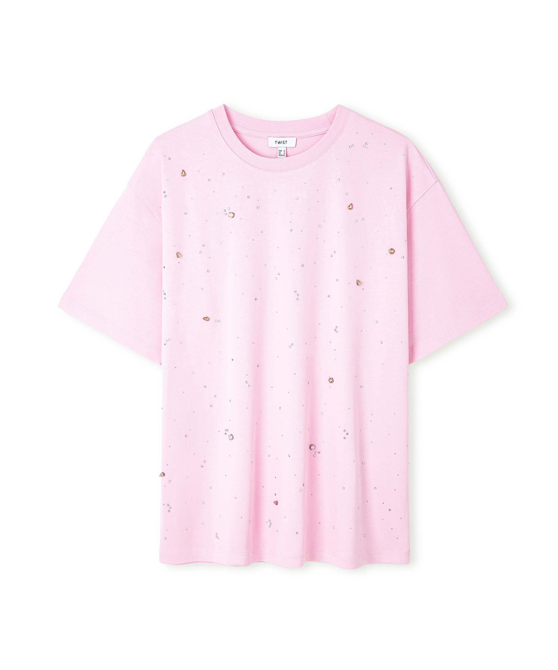 Twist Pembe HOTFIX BASKILI VE STRASS TAŞLI TİŞÖRT görsel 6