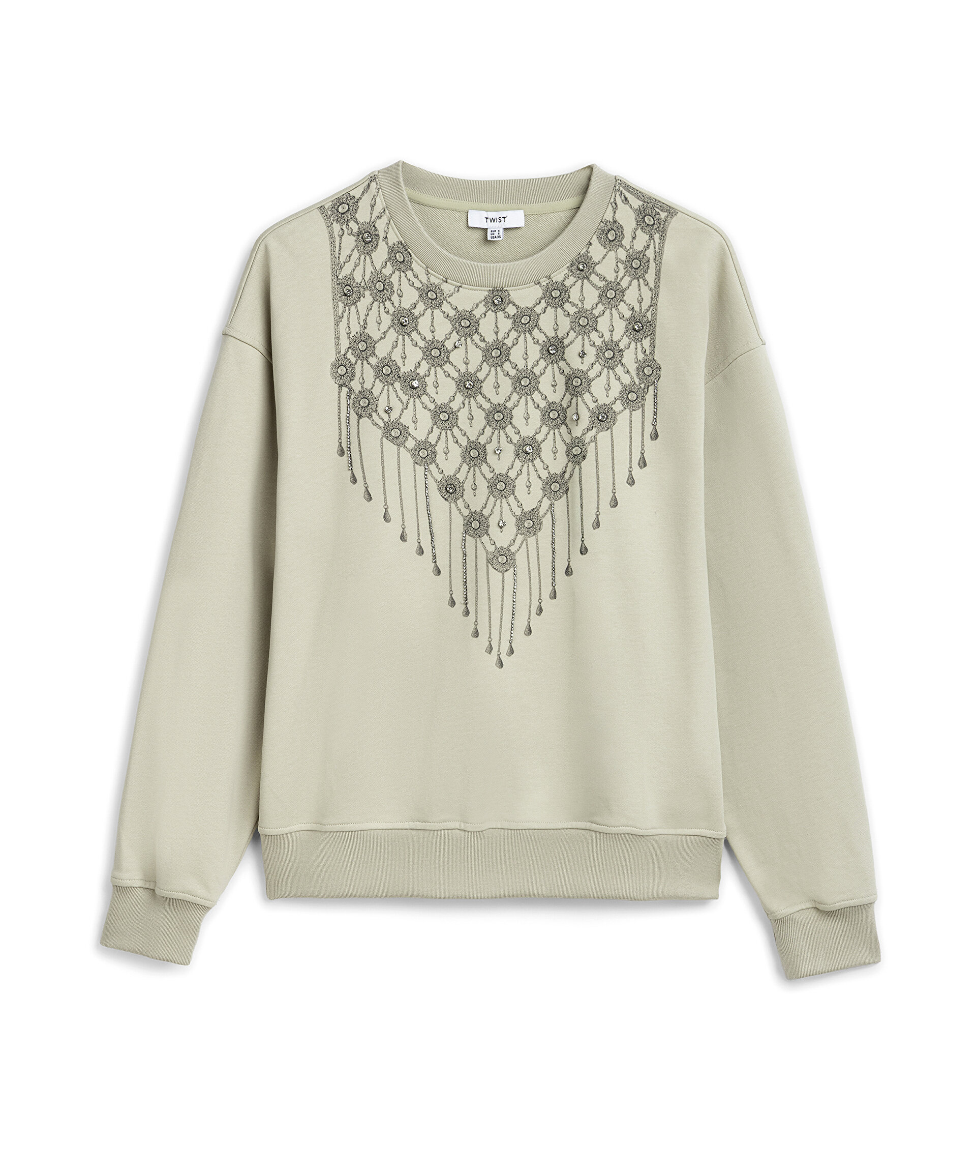 STRASS TAŞLI GÖRSEL BASKILI SWEATSHIRT