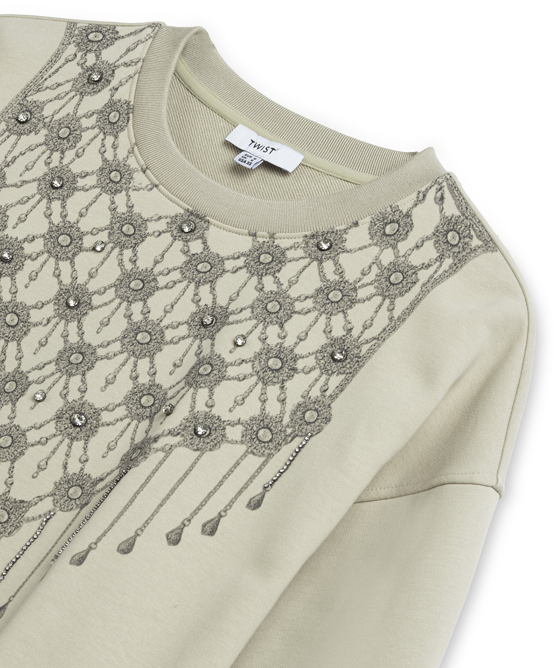 STRASS TAŞLI GÖRSEL BASKILI SWEATSHIRT