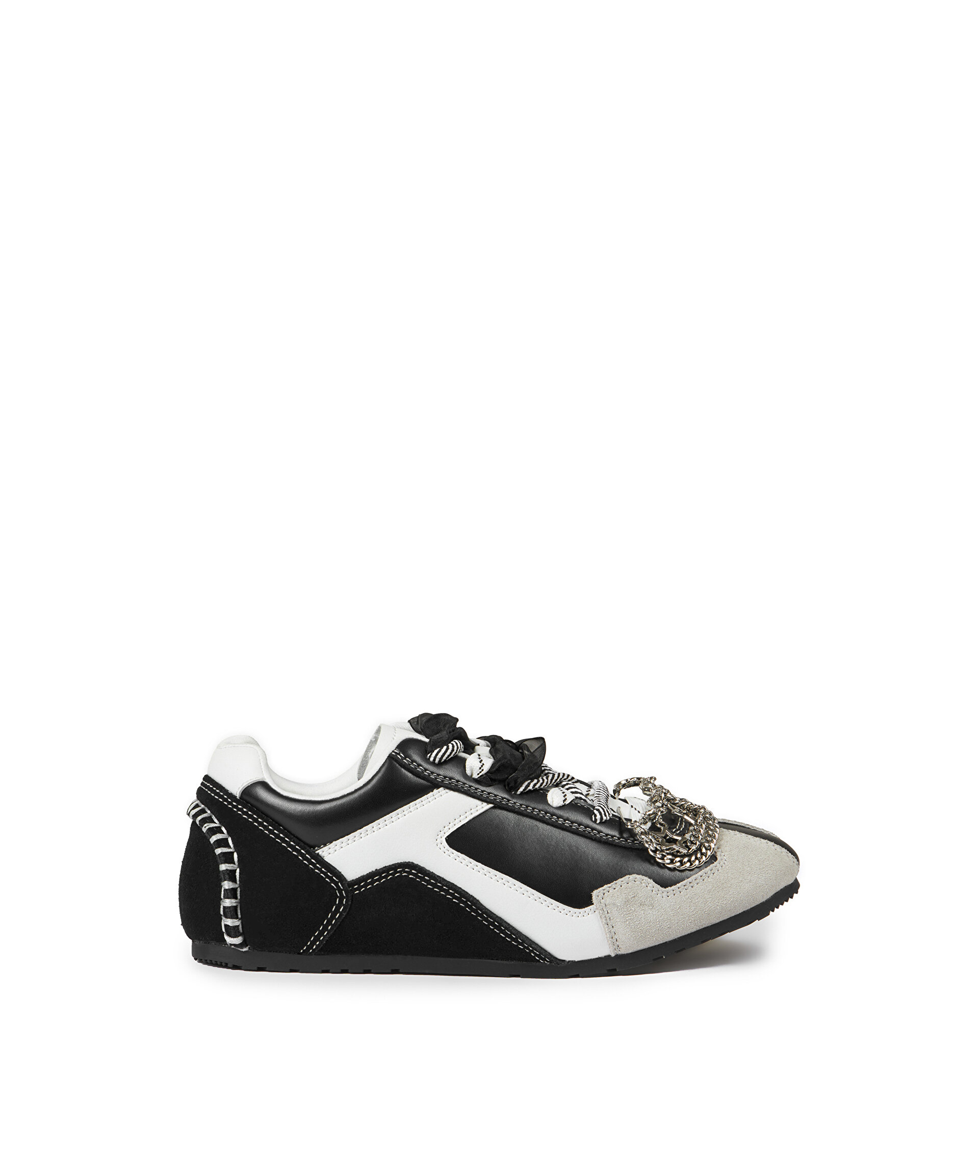 Twist Siyah ZİNCİR AKSESUARLI COLORBLOCK DERİ SNEAKER