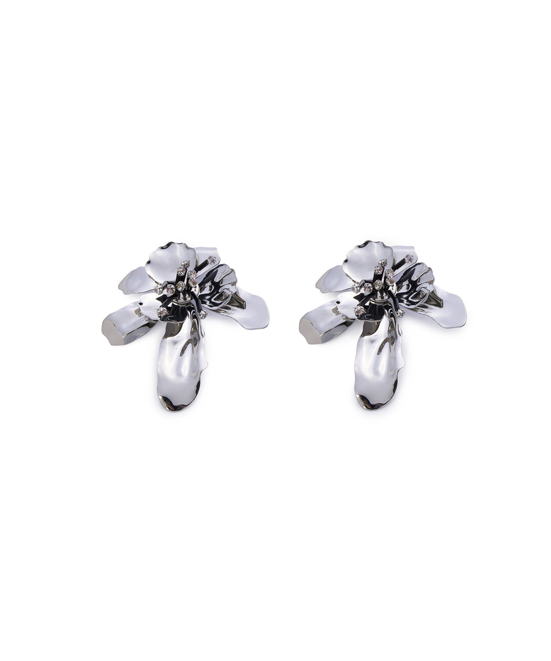 Twist Gümüş STRASS TAŞLI MAKSİ ÇİÇEK KÜPE