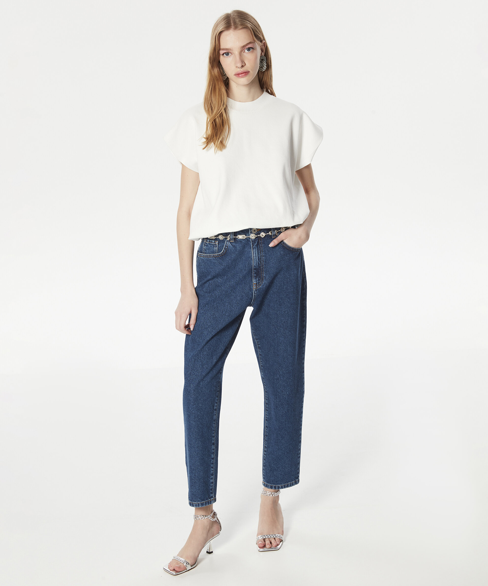 Twist Mavi Mom Fit Jean Pantolon görsel 2