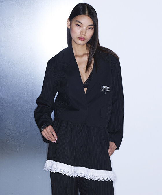 Çizgi desen mıx blazer
