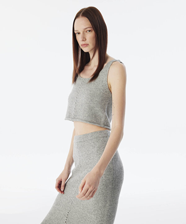 CUTOUT DETAYLI TRİKO-TW6240050324005-Gri-Triko & Kazak