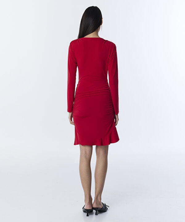 CUTOUT JARSE ELBİSE-TW6250002255034-Kırmızı-Elbise