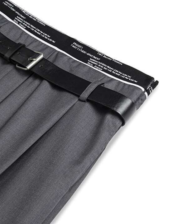 SLOGAN BASKILI WIDE LEG FİT PANTOLON-TW6250003072036-Antrasit-Pantolon