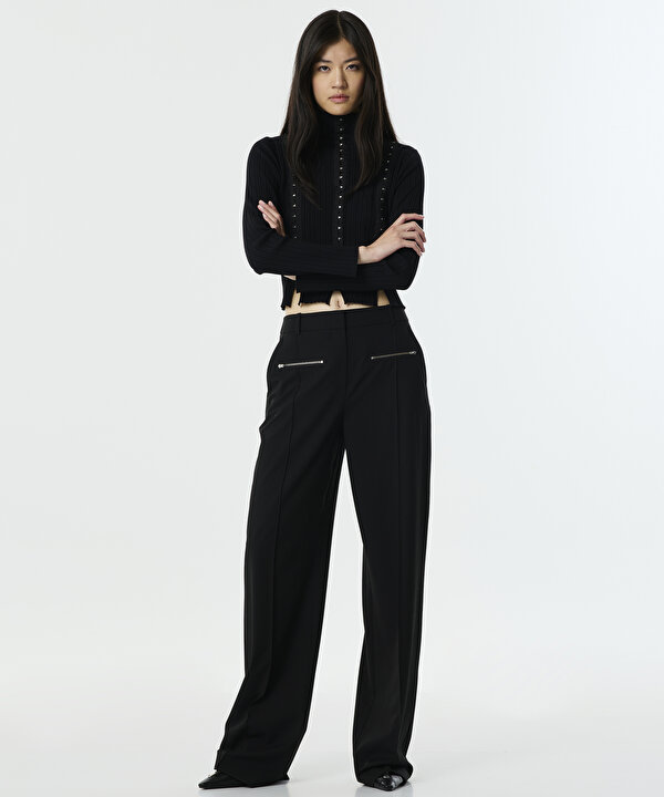 METAL FERMUARLI PANTOLON-TW6250003088001-Siyah-Pantolon