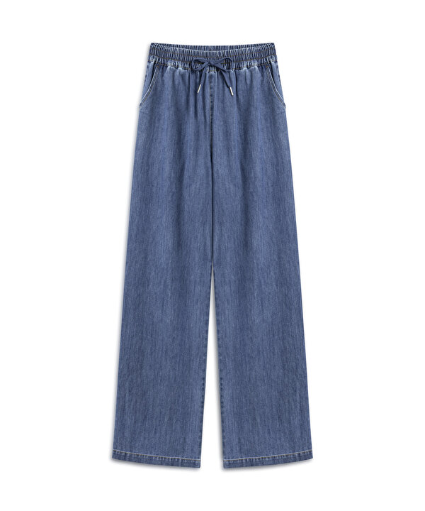 ELASTİK BEL JEAN PANTOLON-TW6250003131629-İndigo-Pantolon